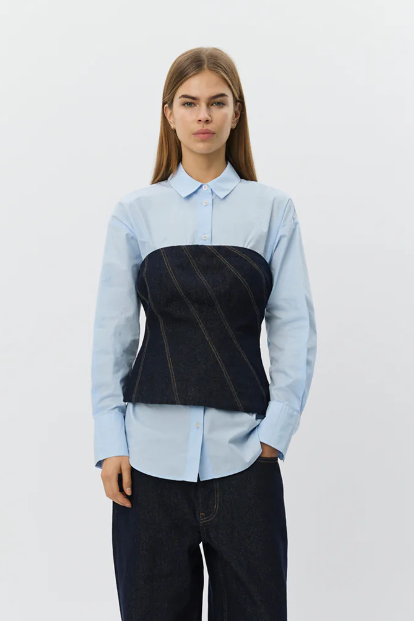 TILLE RAW DENIM CORSET - DARK DENIM BLUE