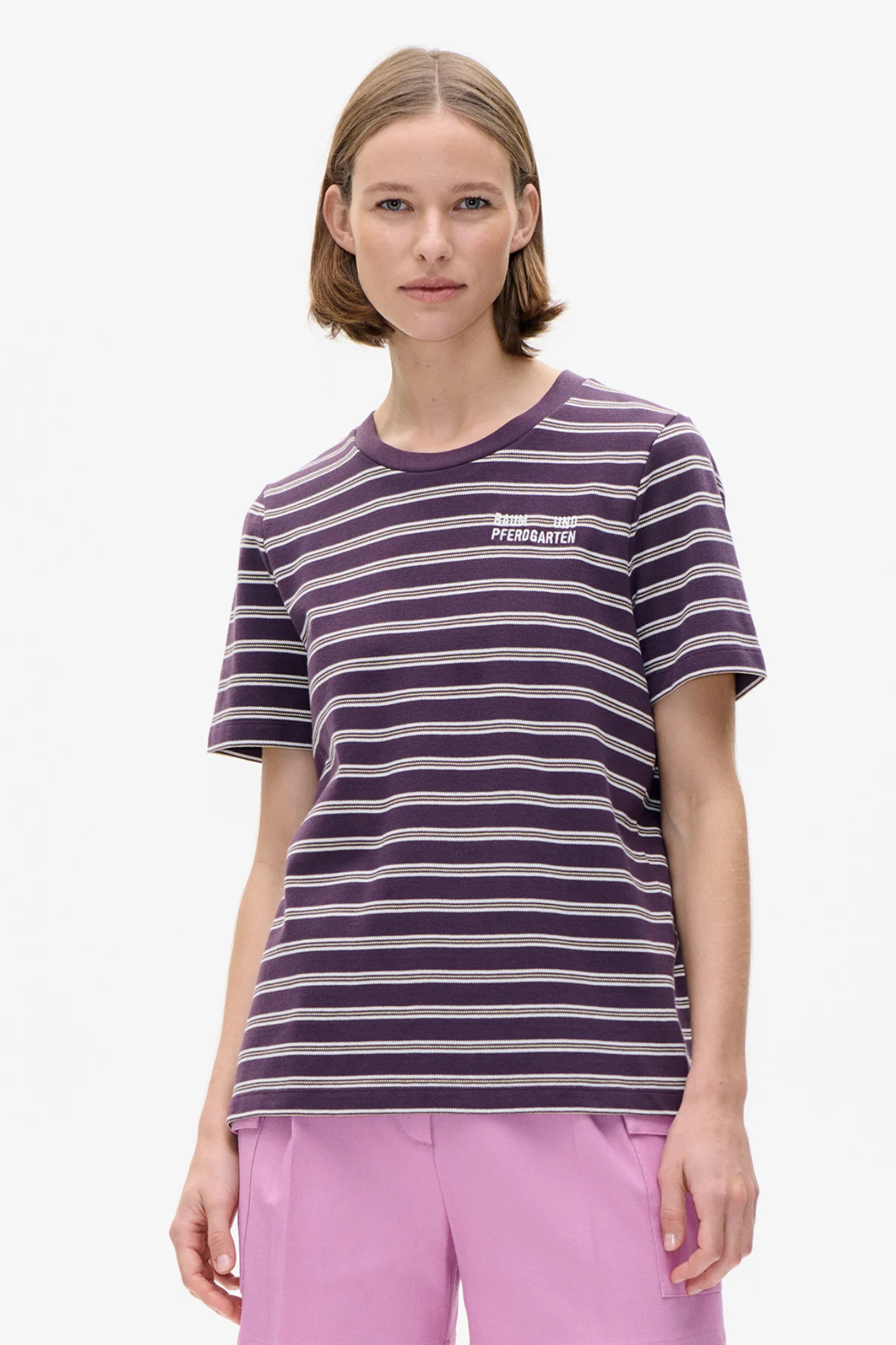 JAWO T-SHIRT - PLUM POLO STRIPE