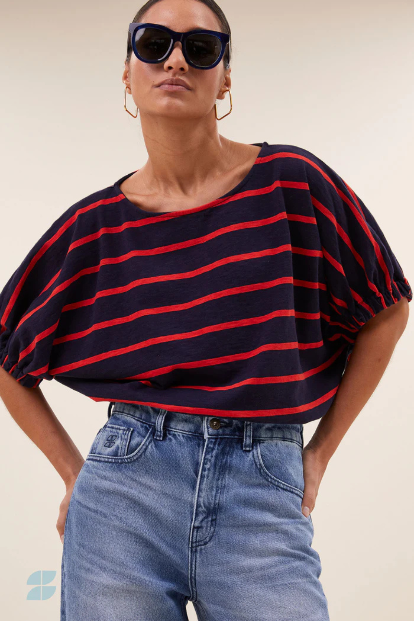MERLE HEAVY FLAME STRIPE TOP - FRENCH STRIPE