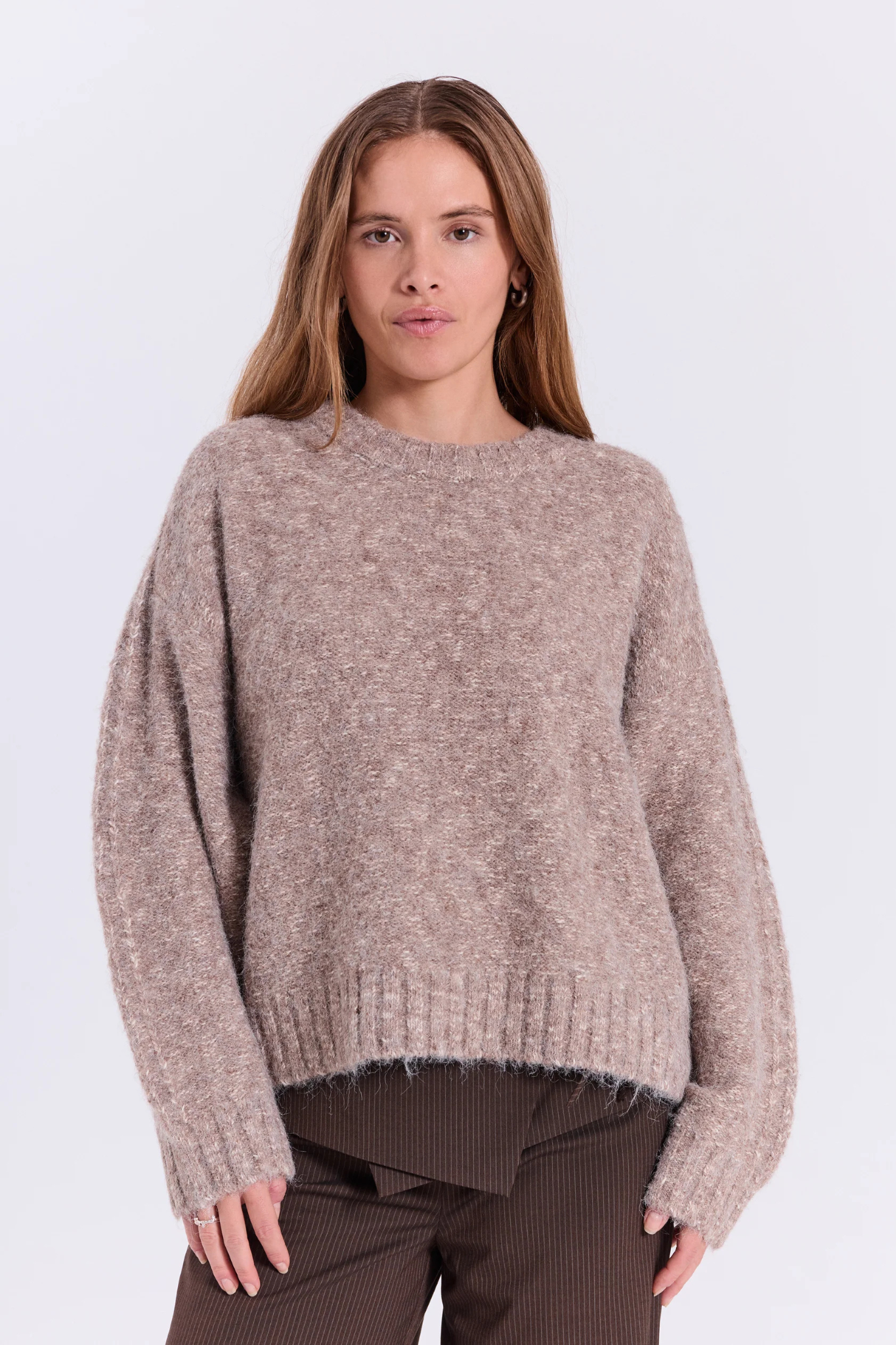 LILLEN KNIT TOP - BROWN MELANGE