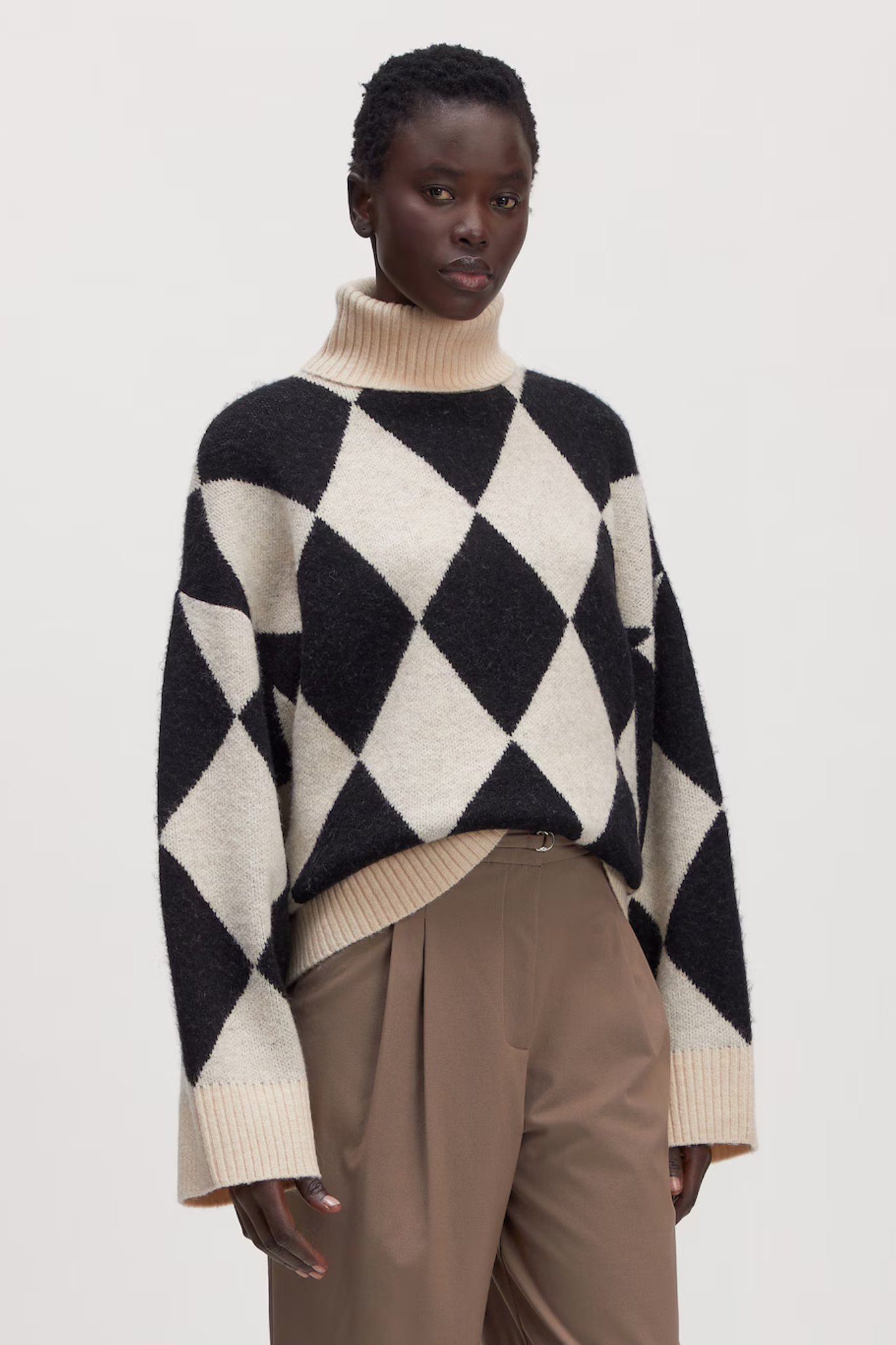 LAHELA WOOL JUMPER - JACQUARD BLACK/RAINY DAY