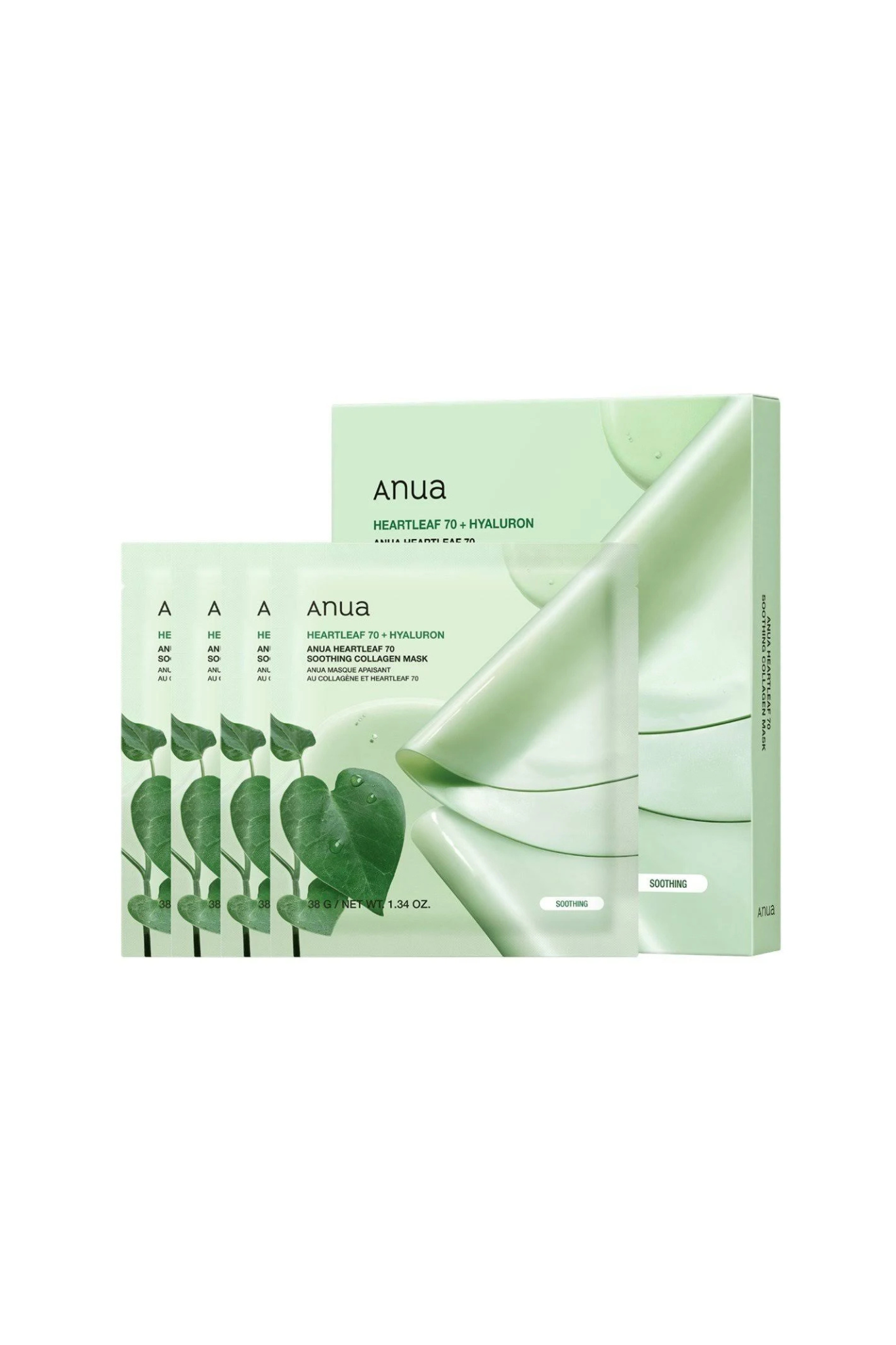 HEARTLEAF 70 SOOTHING COLLAGEN MASK ( 4 SHEETS )