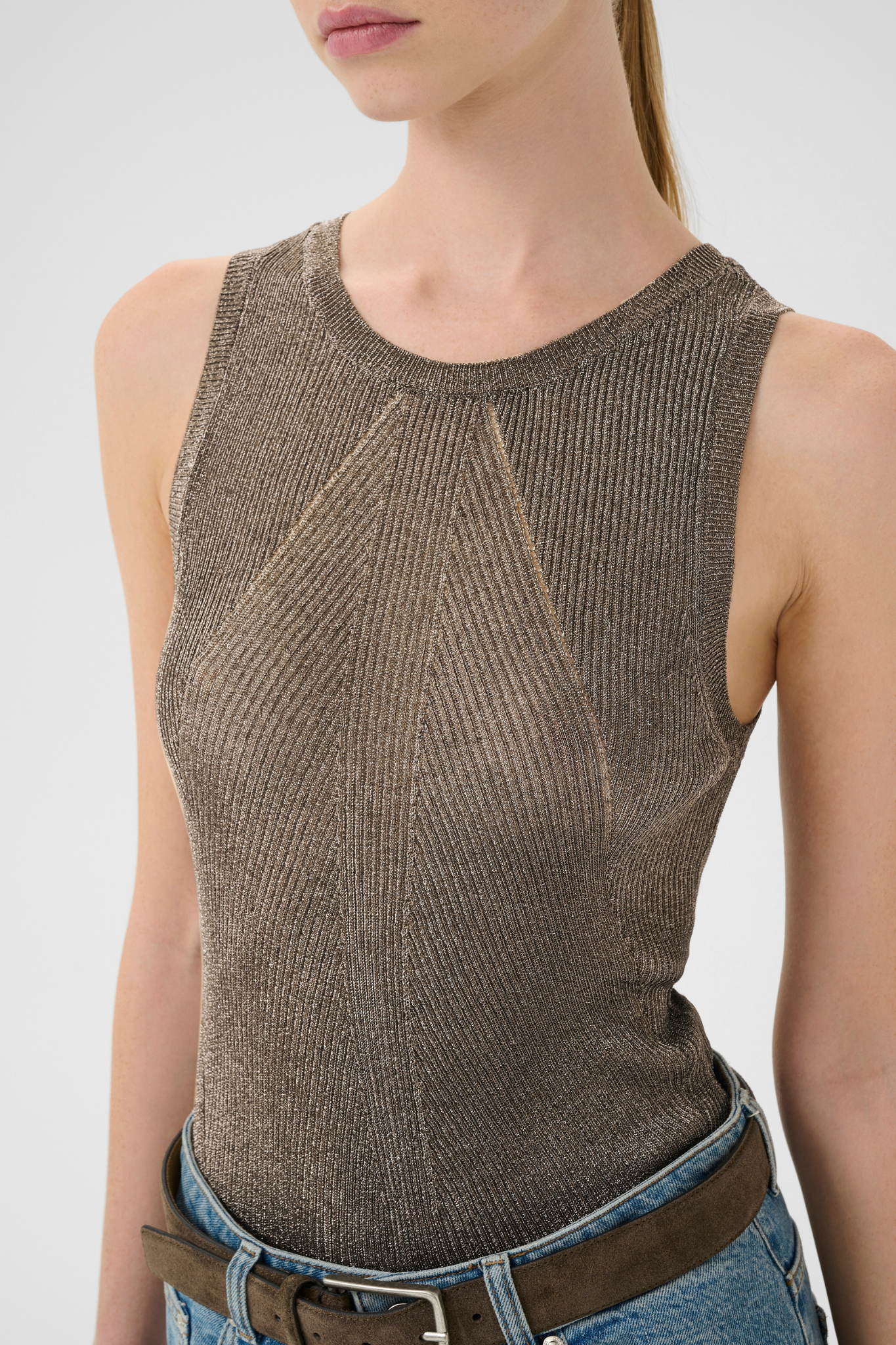 SILVI TANK TOP - WARM GREY METALLIC