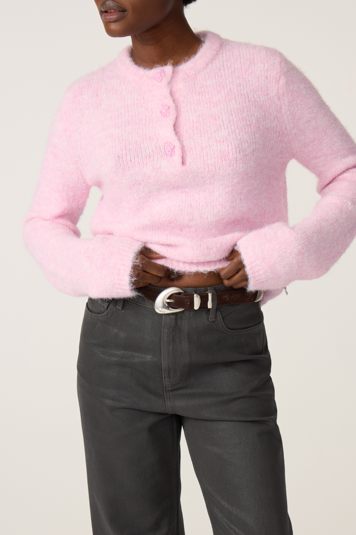 PRECIOUS PEBBLE BELT SUEDE - COCOA