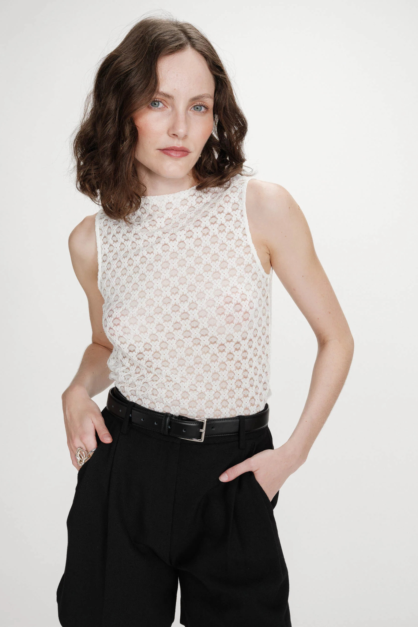 VINTIE ROUND NECK TOP - IVOIRE