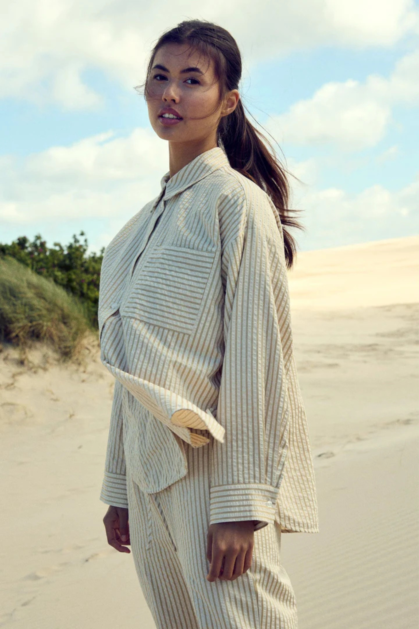 CARA SHIRT - SAND STRIPE