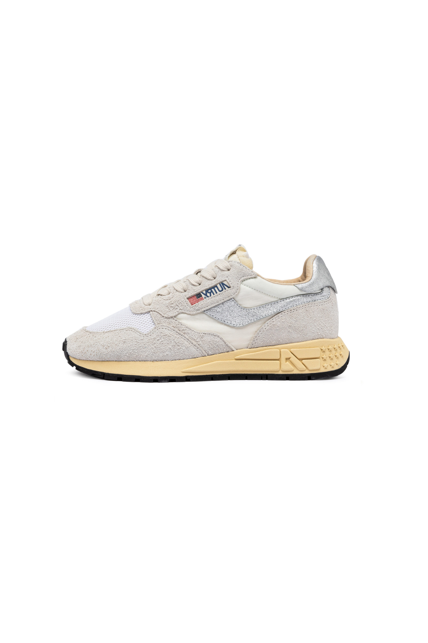 【AUTRY】リールウィンド ロー スニーカー スエード / WWLW MU01 Autry Reelwind Low Sneakers In White And Silver Suede And Nylon