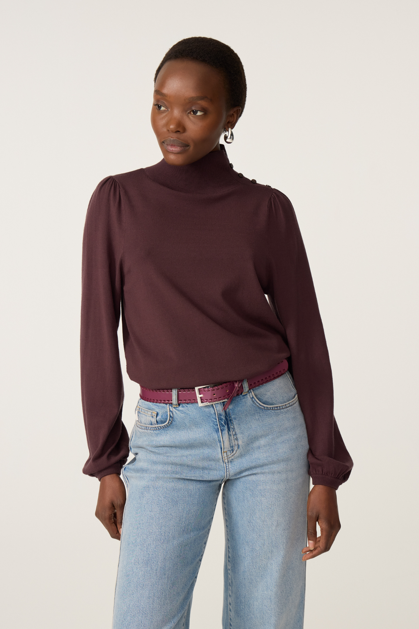 SAILEN LACE-UP BELT LEATHER - BRIGITTE BORDEAUX