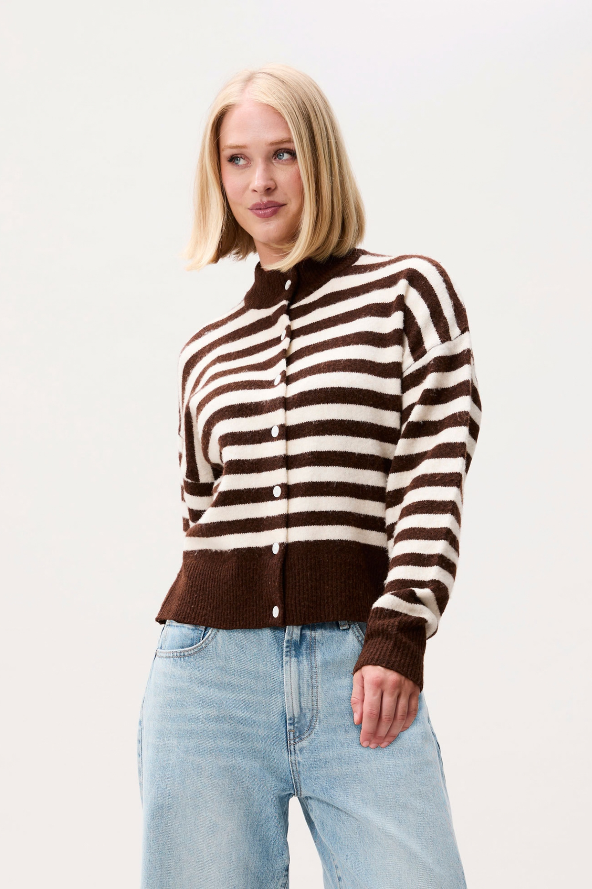 STRIPED CARDIGAN - BROWNIE