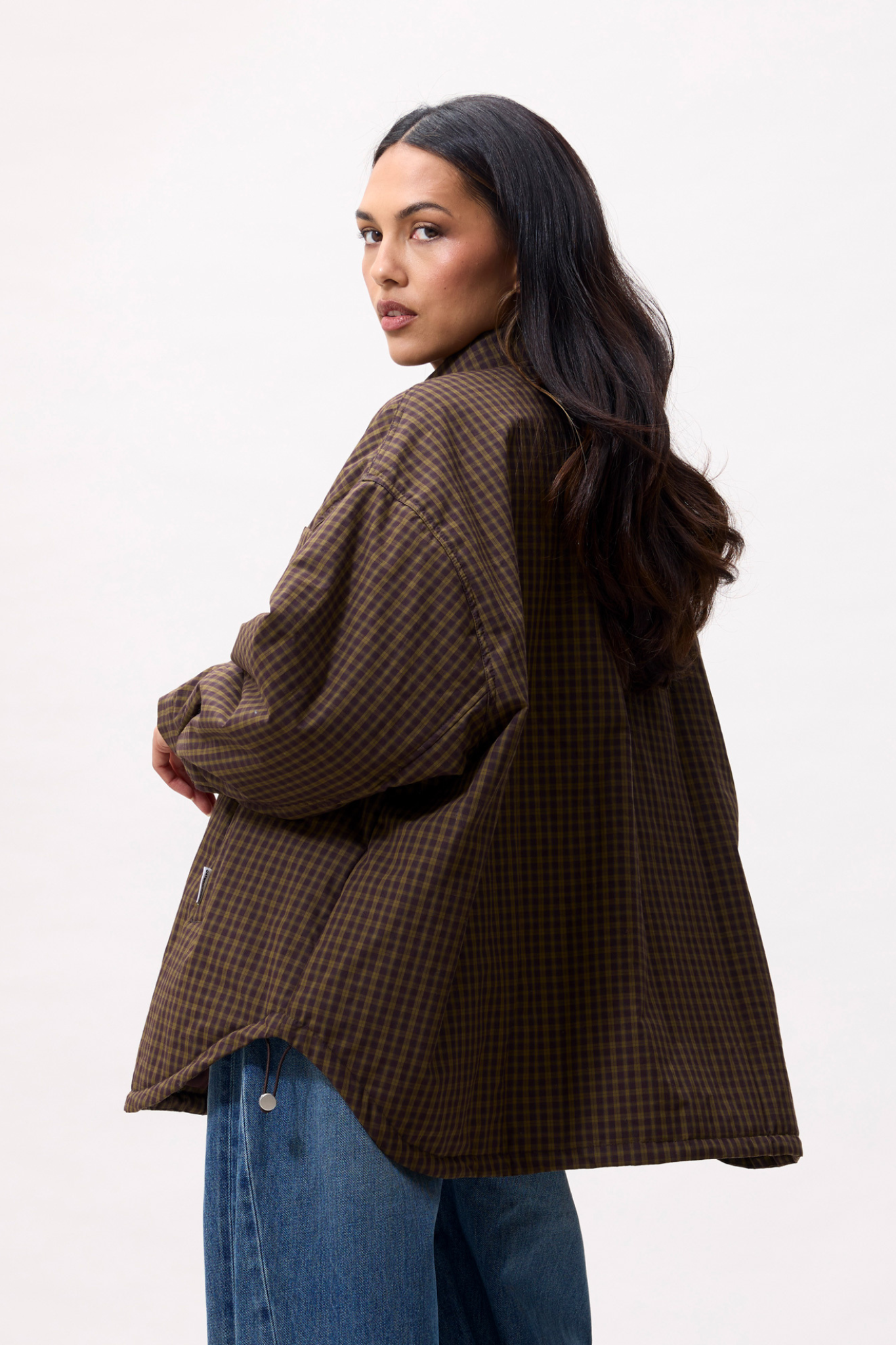 LIGHT PADDED CHECK JACKET - MOSSY