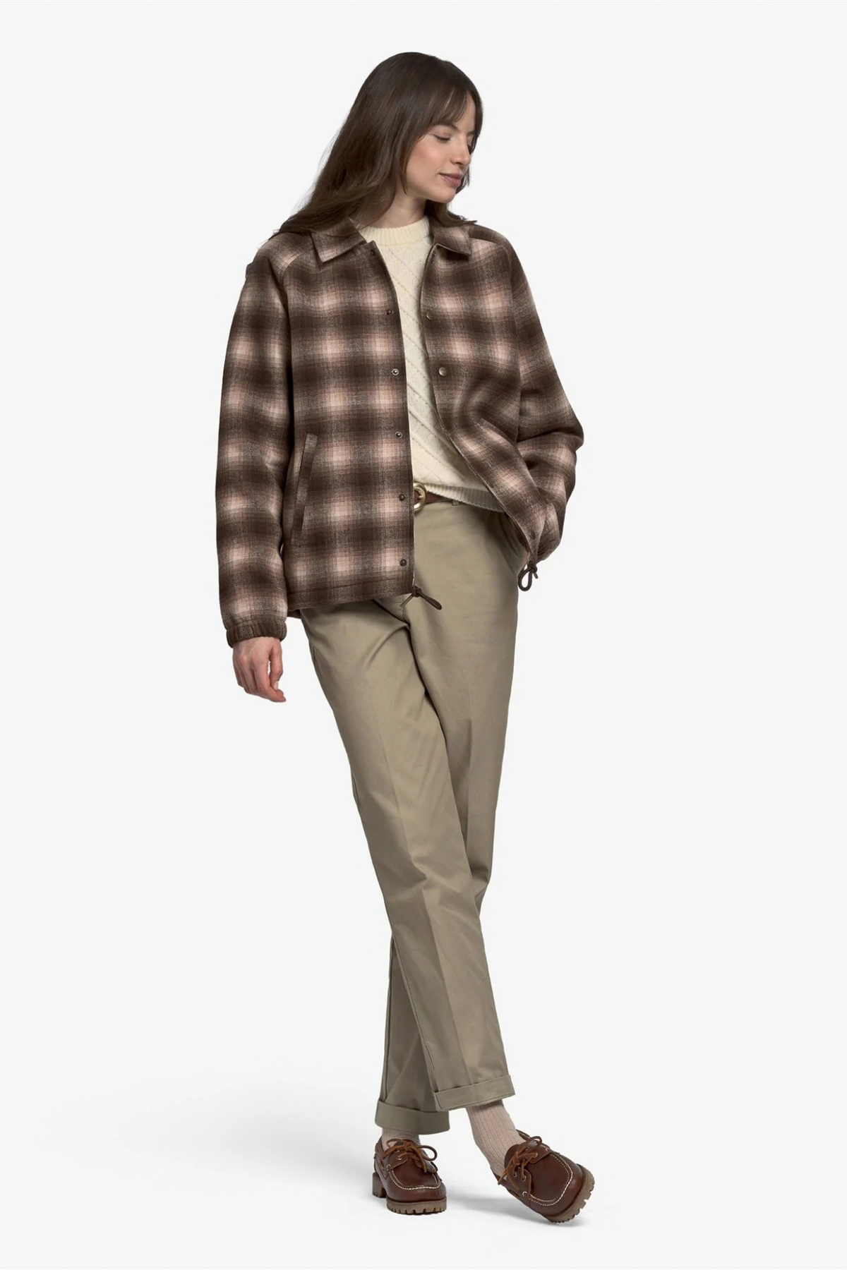 TENDER WOOLCHECK JACKET - WHITE NATURAL-BEIGE-BROWN