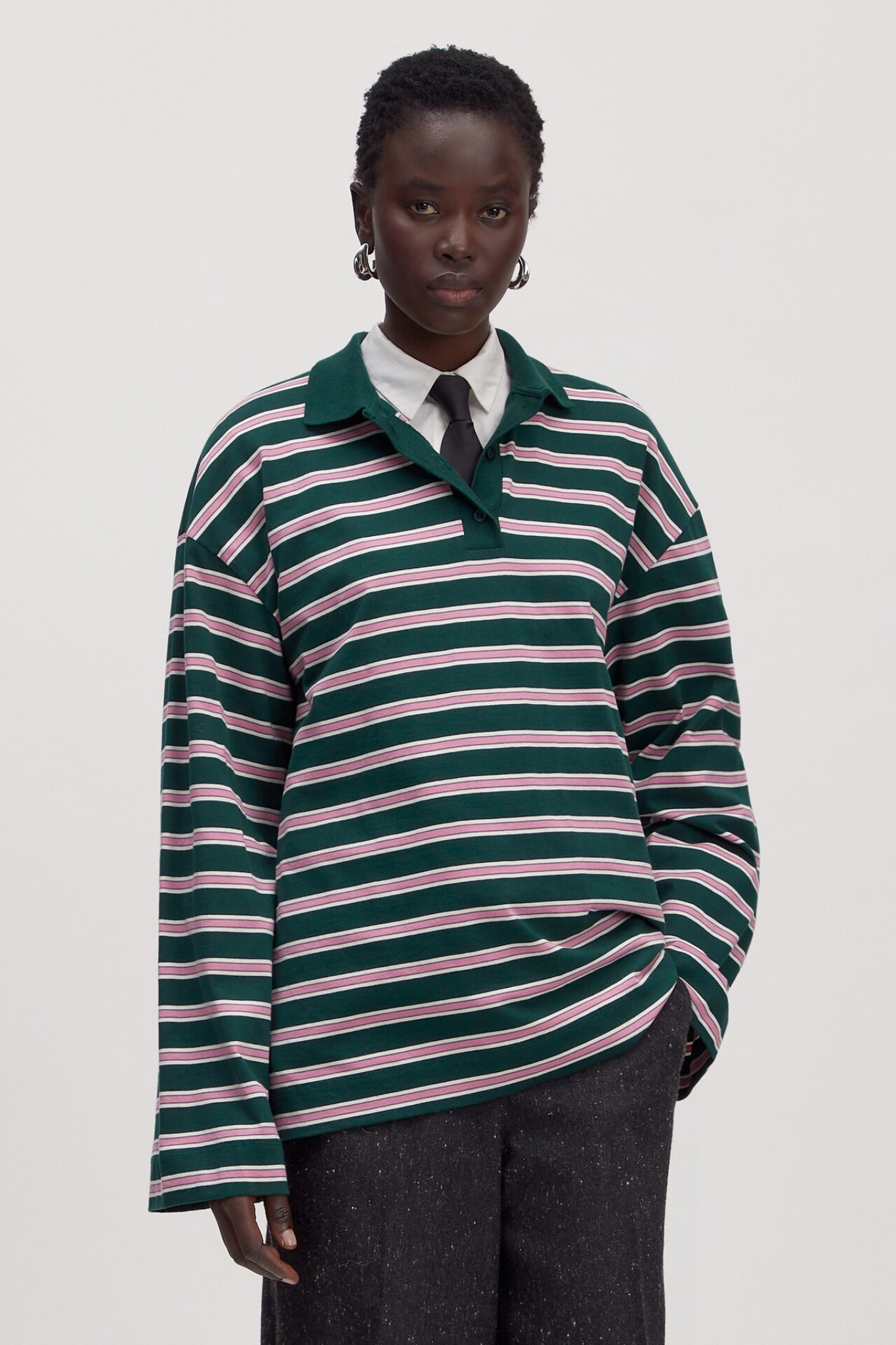 CINDY LONGSLEEVE SHIRT - STRIPES PINE GROOVE/MAUVE ORCHID/MOREL