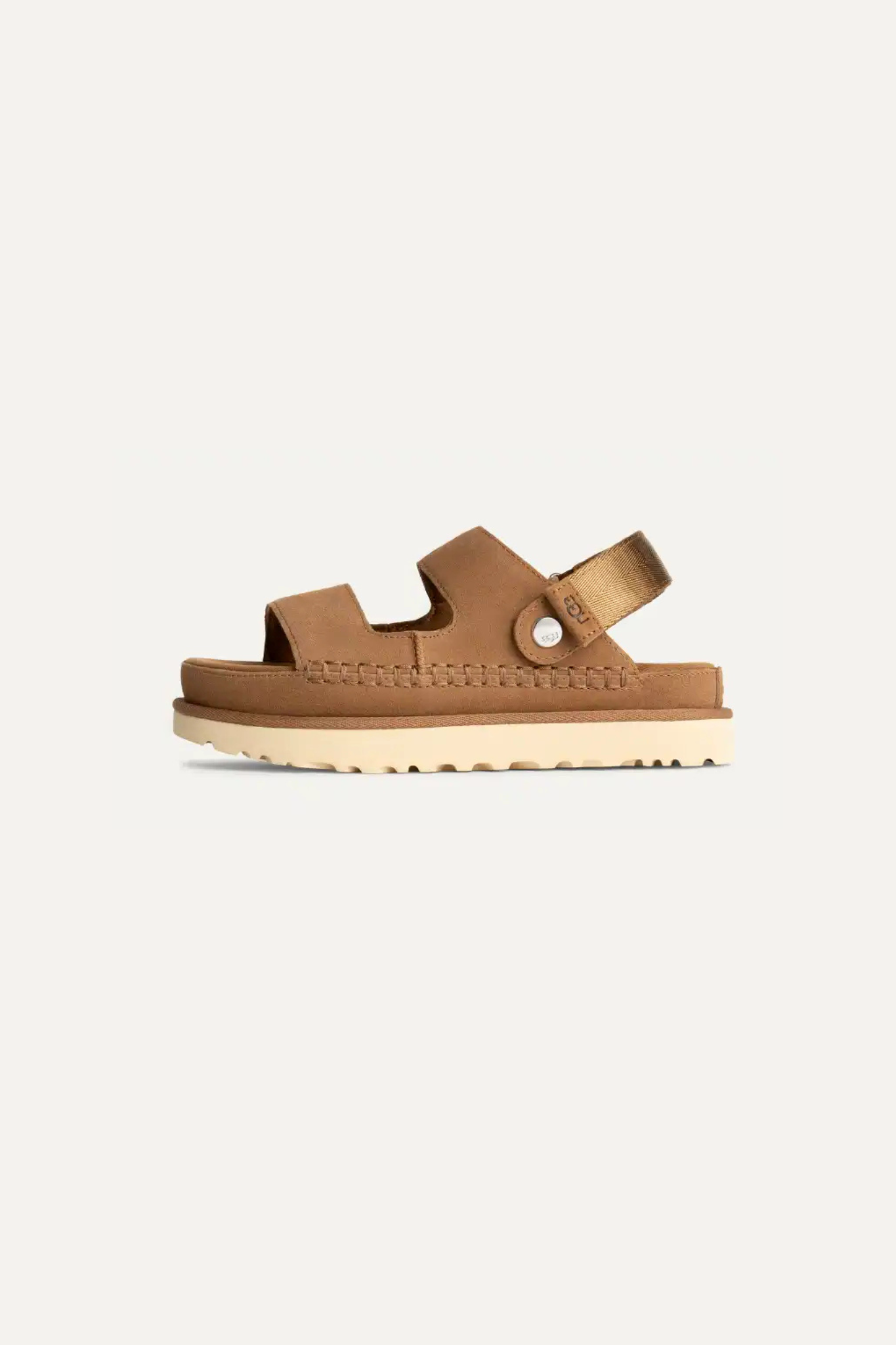 UGG women goldenstar glide in chestnut. Side view