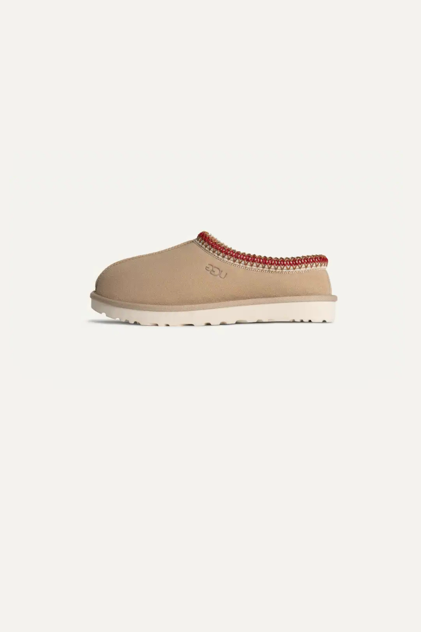 UGG women tasman in sand/dark cherry. Side view