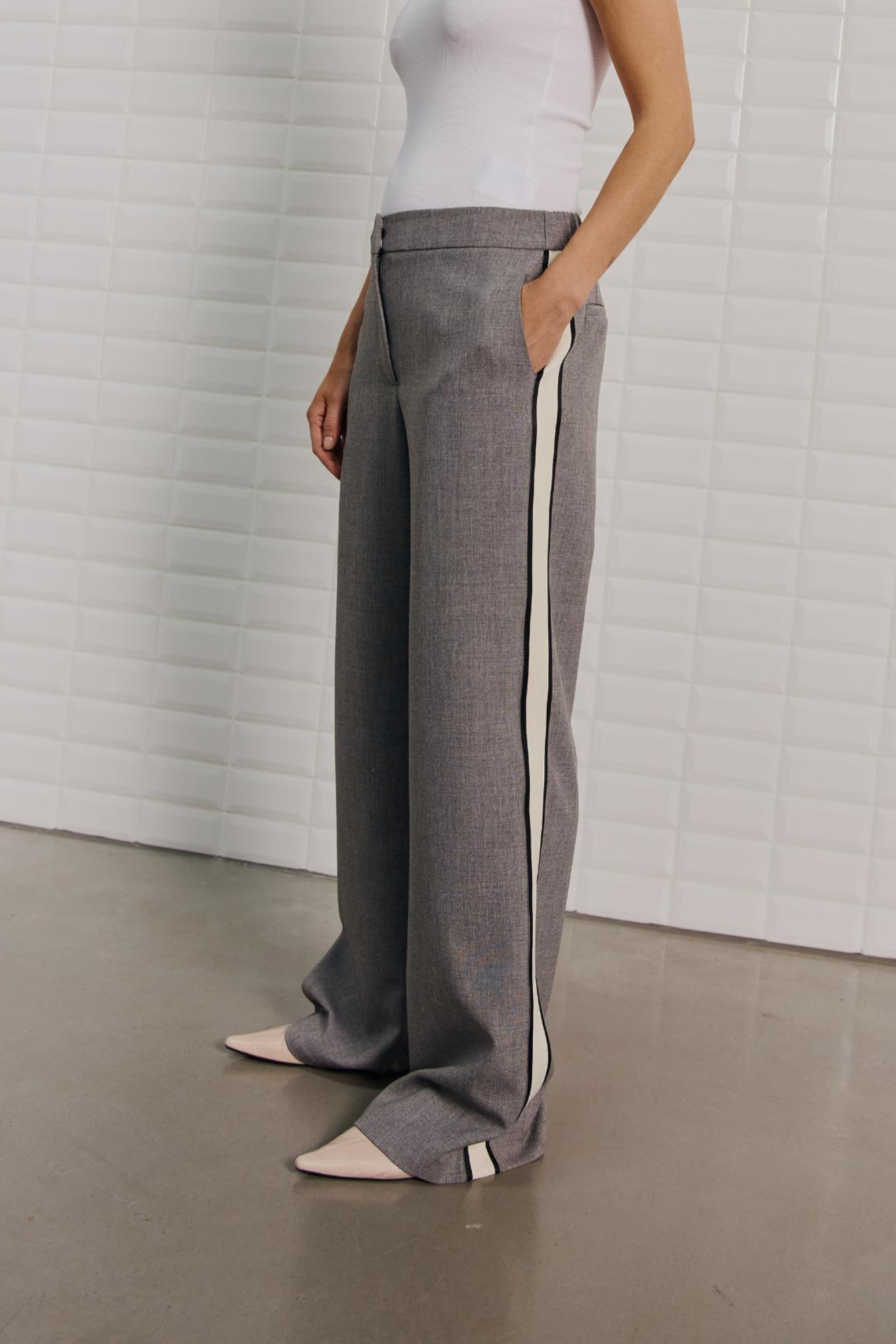 MARINA TAILORED PANT - MID GREY MELANGE