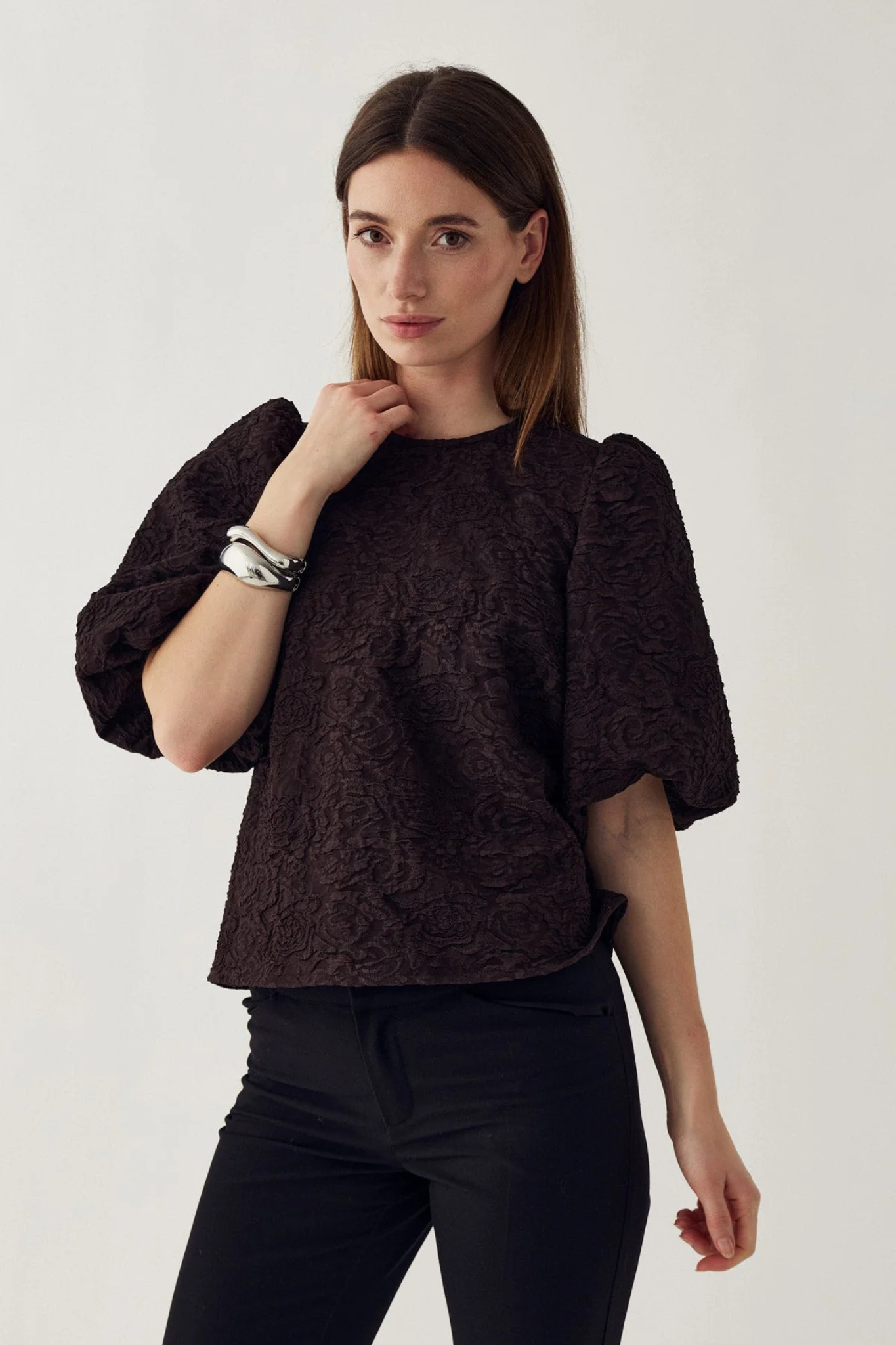 SHELLY BLOUSE - CHOCOLATE
