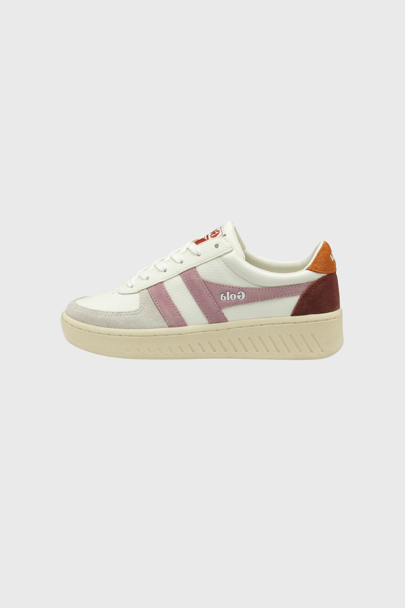 GOLA GRANDSLAM TRIDENT WOMEN SNEAKERS - WHITE/CANDY/MOODY ORANGE. Side view