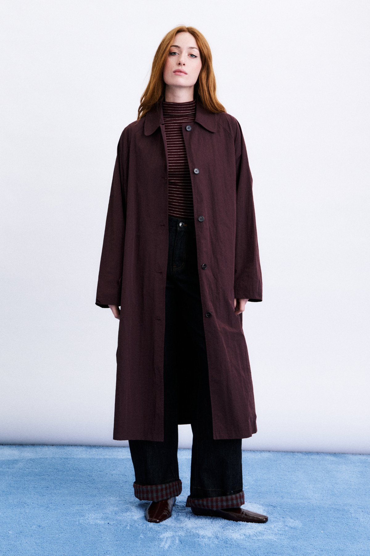 TOMITA TRENCH COAT - BORDEAUX
