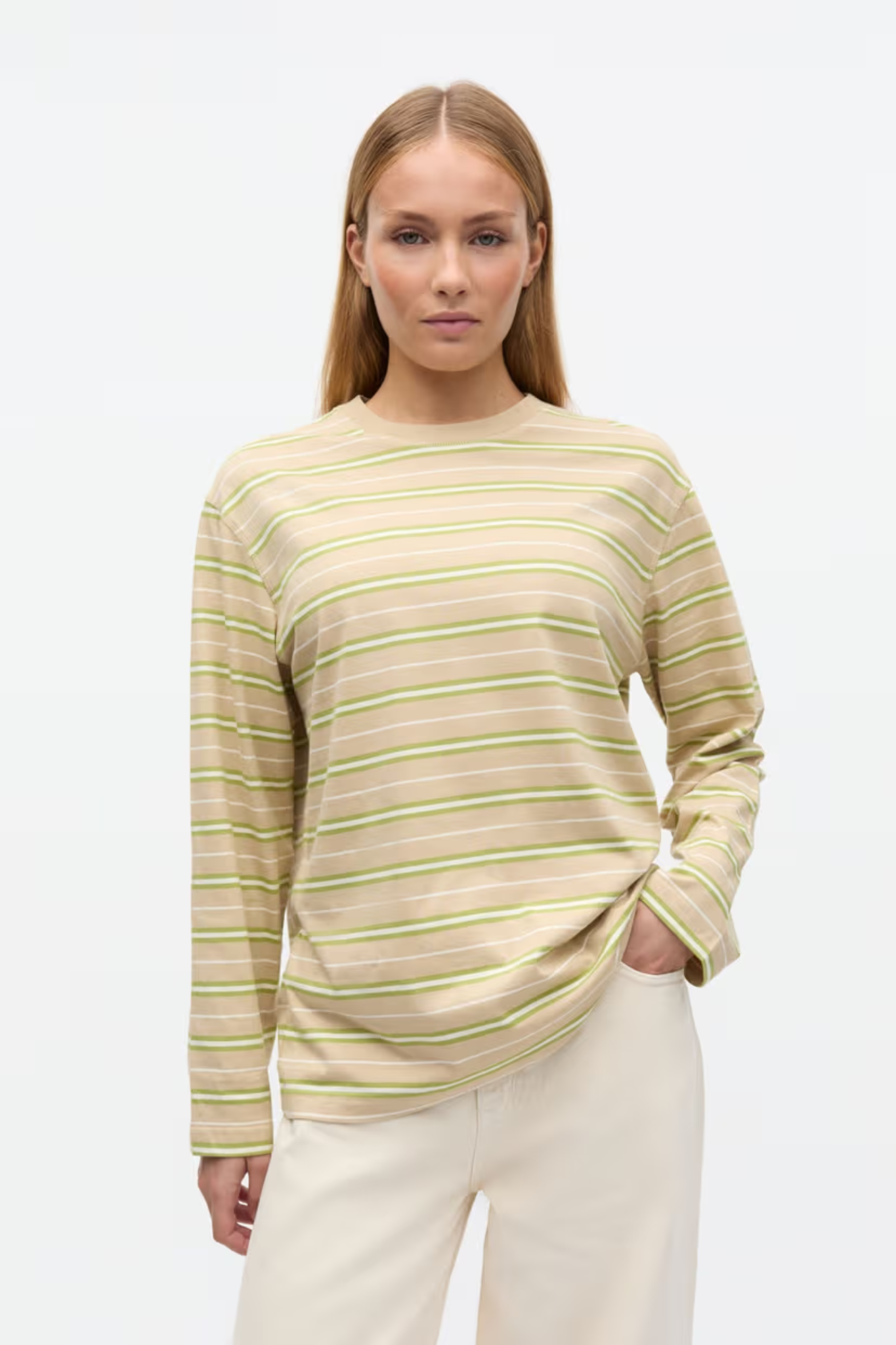 KULLA LS STRIPE T-SHIRT - PALE FERN STRIPE