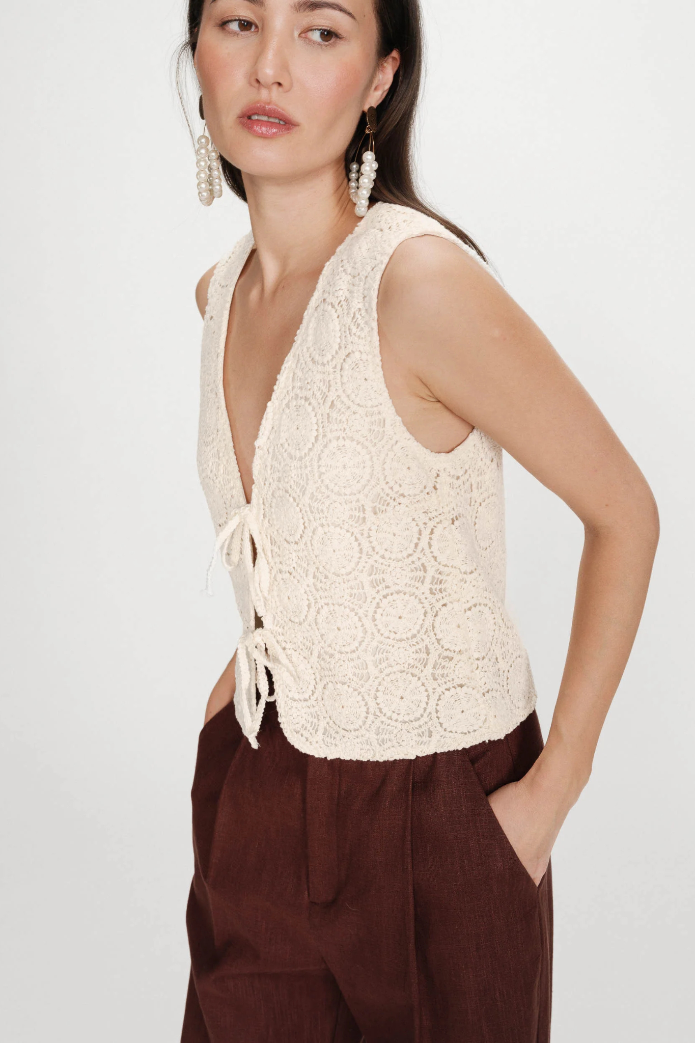 VONY CROCHET TOP - ECRU