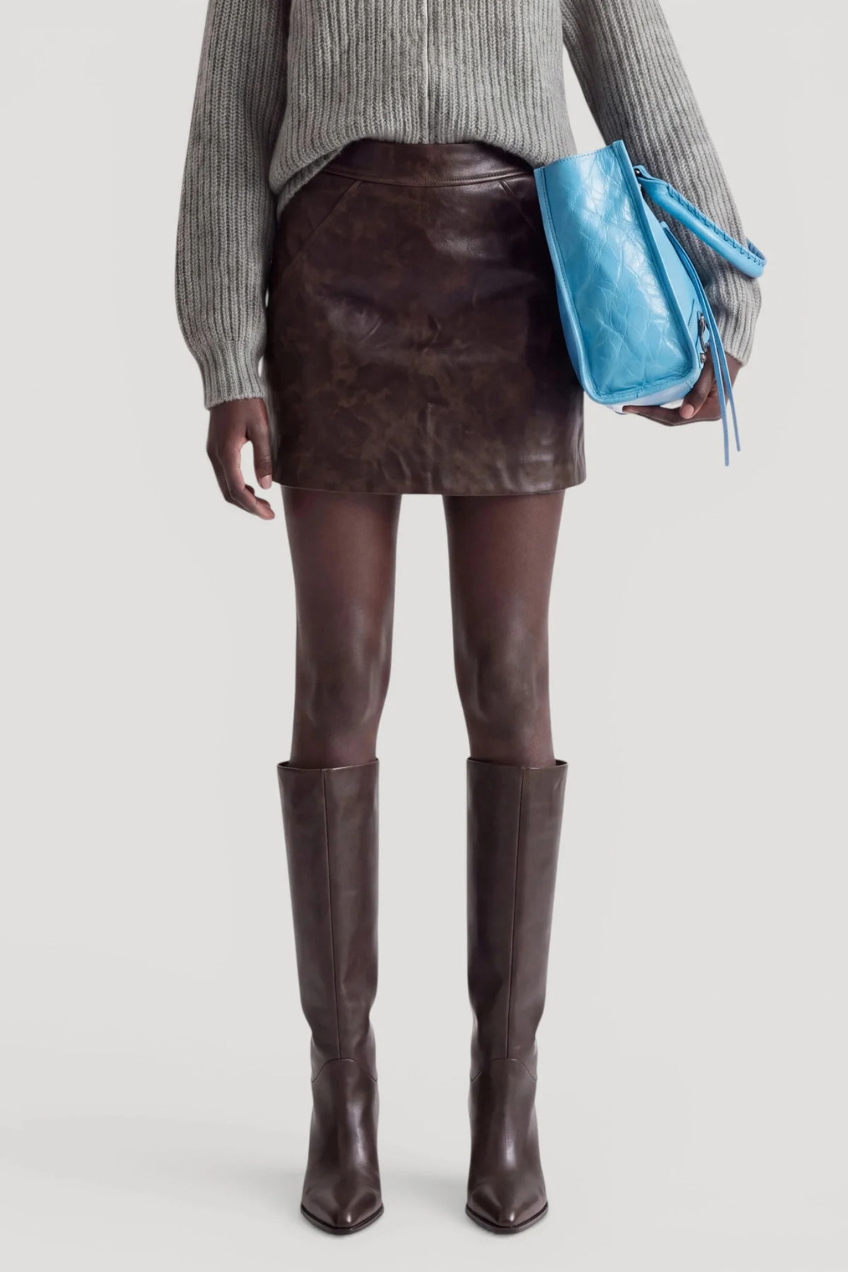ALLY SKIRT - DARK BROWN WASHED