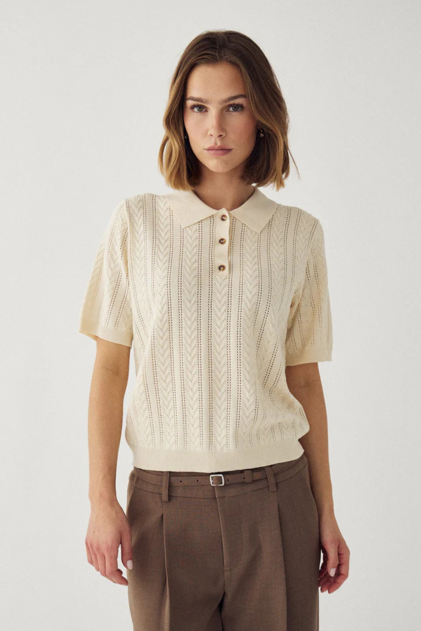 MECCA KNIT POLO - IVORY
