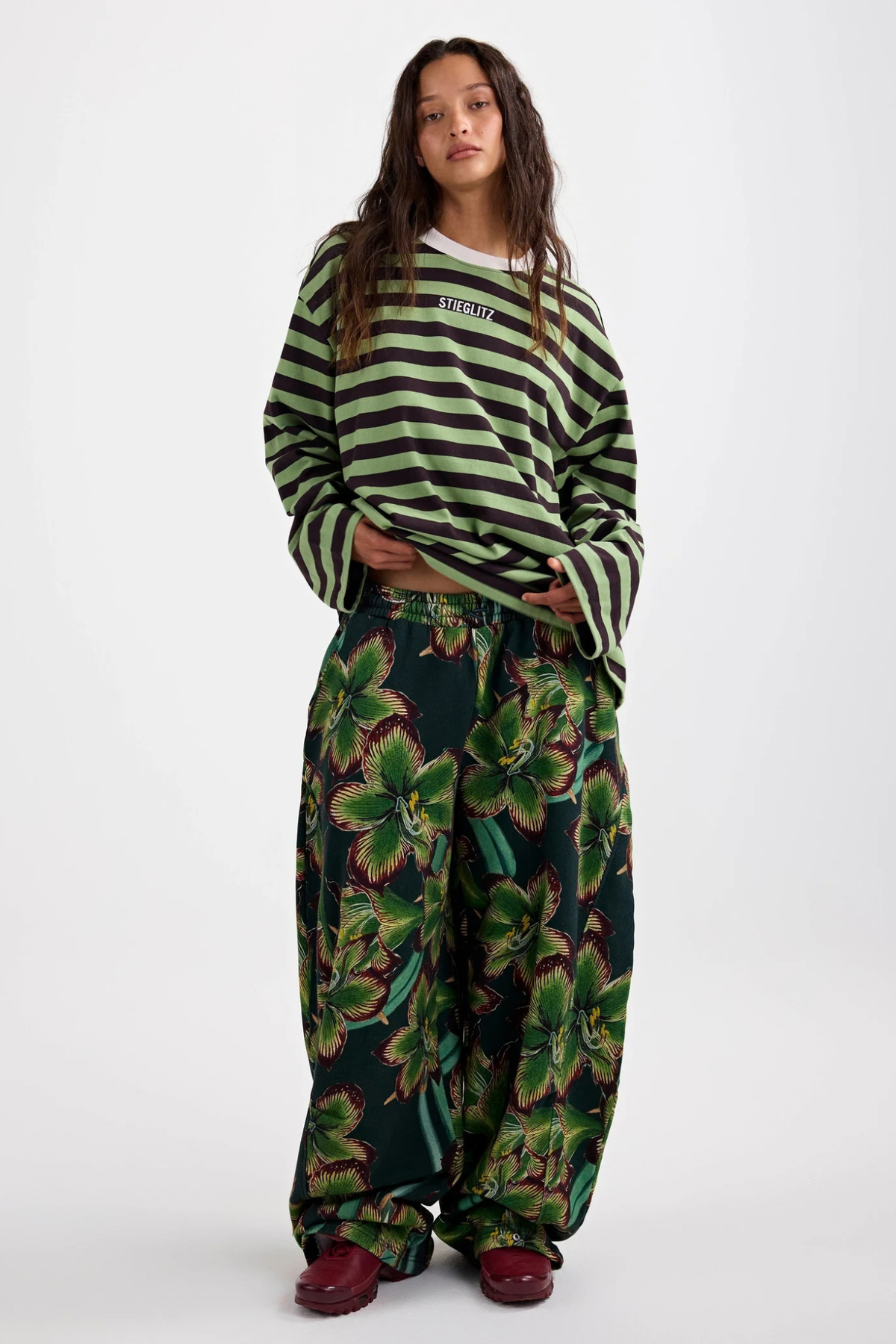 DONNA WIDE SKATE LONGSLEEVE T-SHIRT - GREEN
