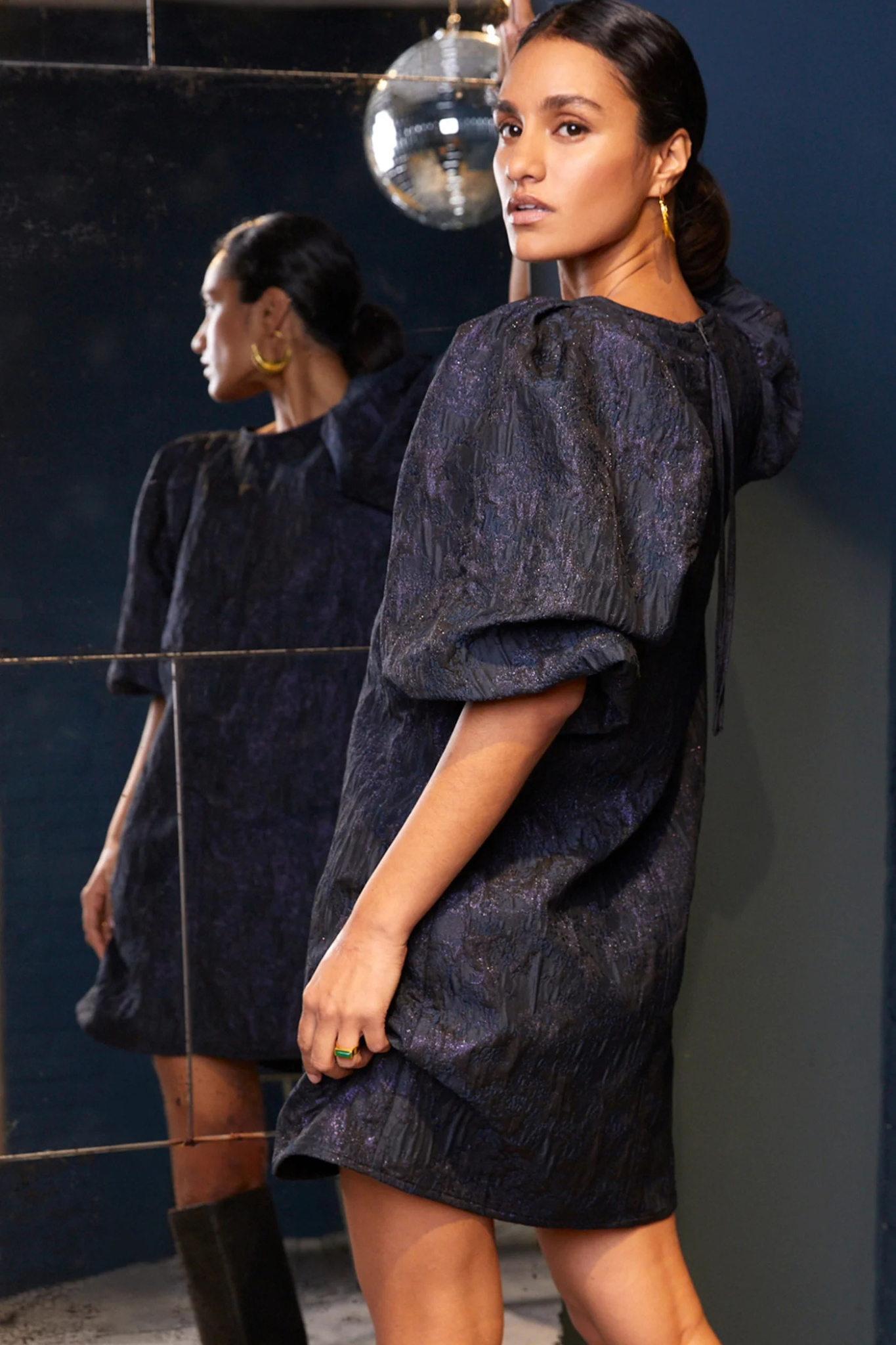 ZASU JACQUARD DRESS - MIDNIGHT