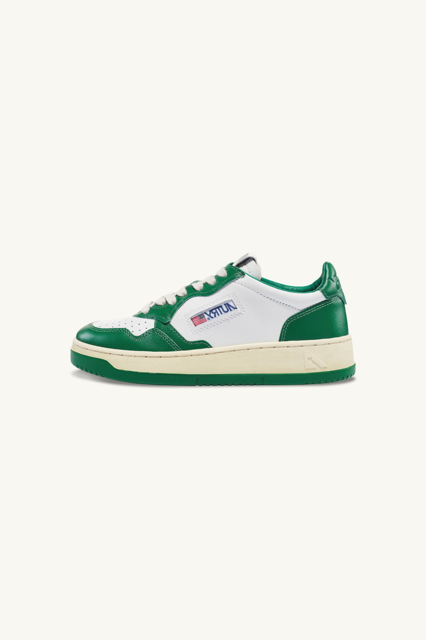 AULM-WB03 - MEDALIST LOW SNEAKERS IN TWO-TONE LEATHER COLOR WHITE AND GREEN
