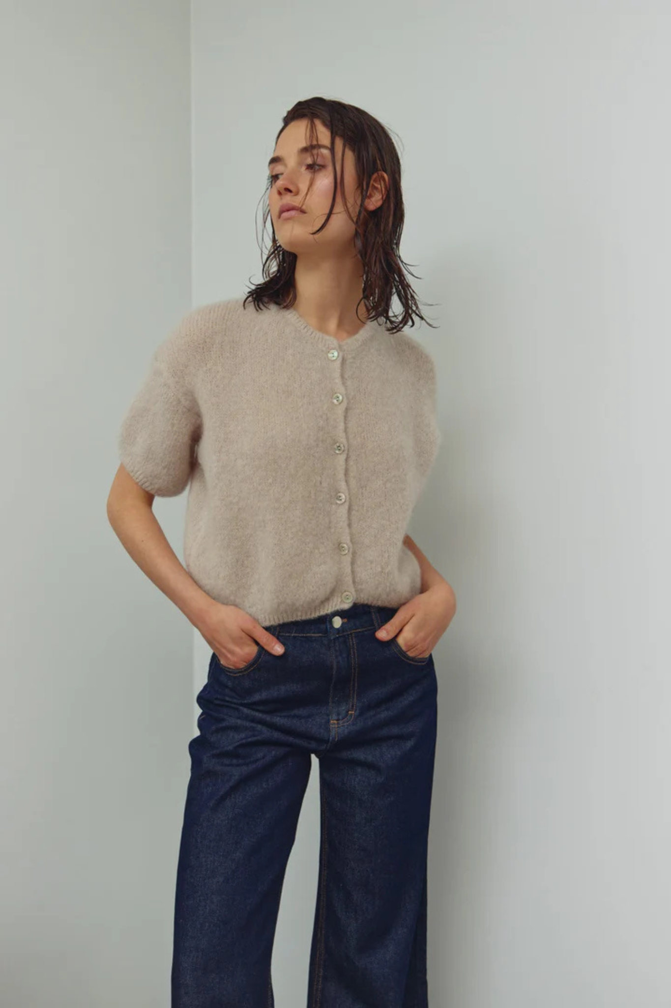 LORELL KNIT CARDIGAN - BEIGE