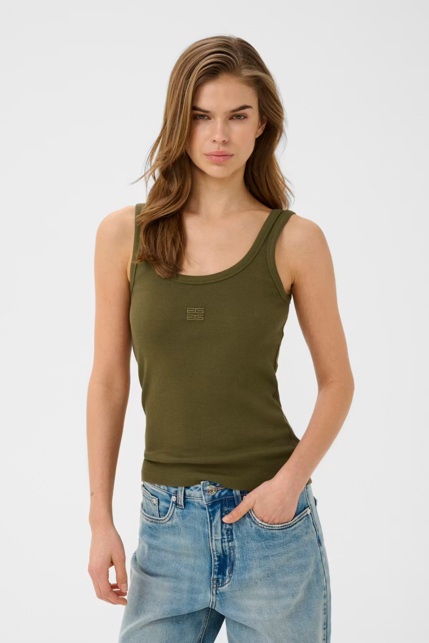 DREW LOGO 2.0 TOP - MILITARY OLIVE/GREEN