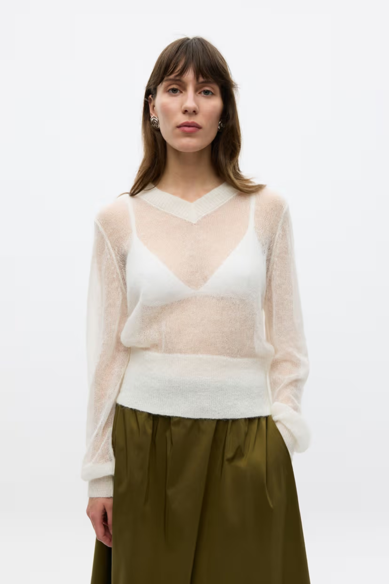 DOVA LS V-N KNIT - SILVER BIRCH