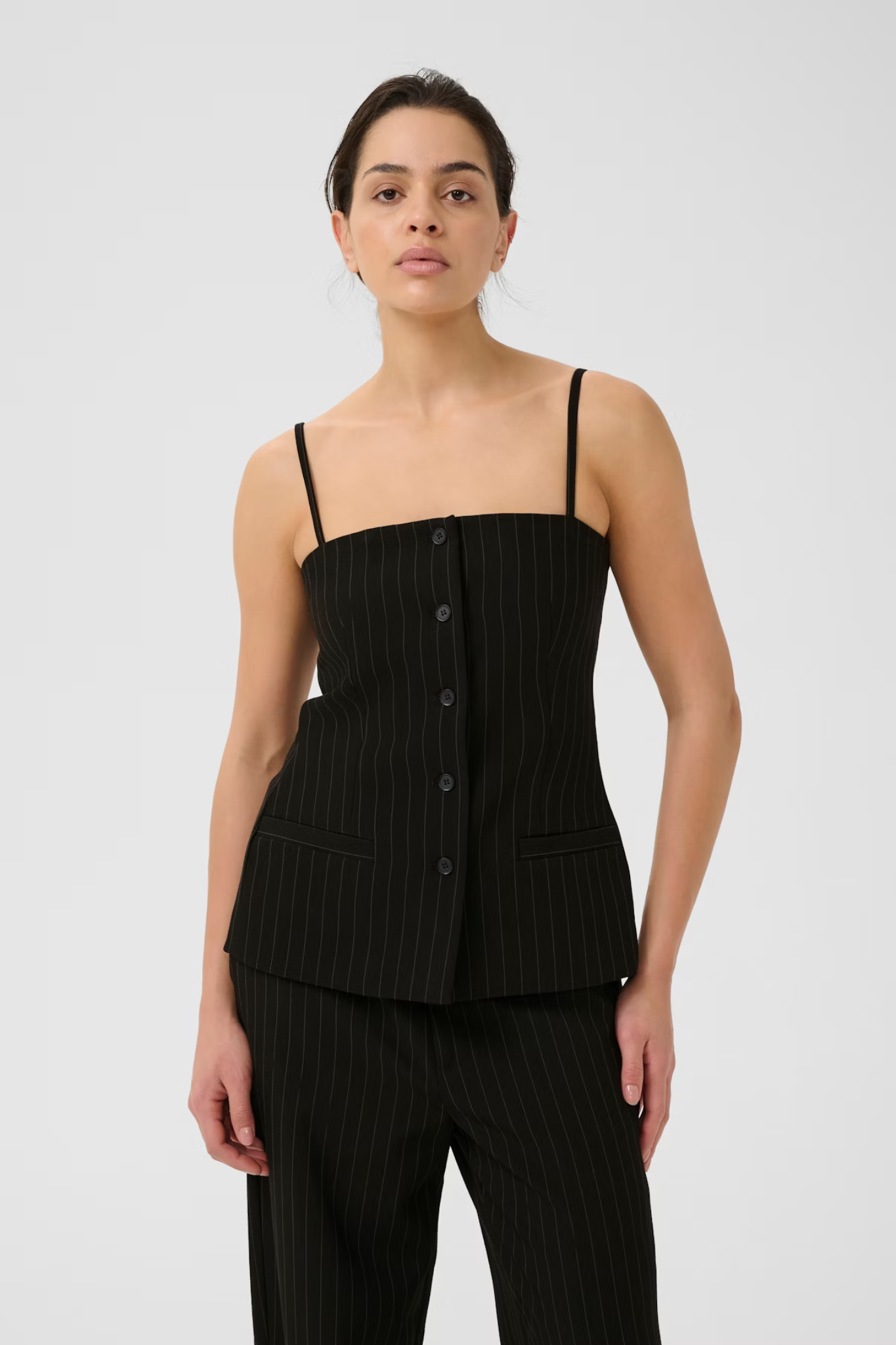JOELLE CORSAGE - BLACK PINSTRIPE