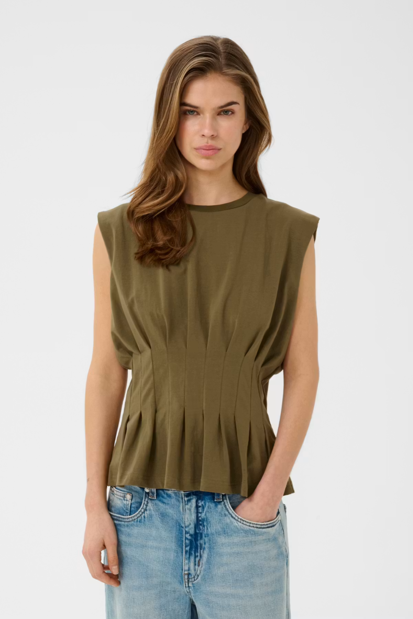 INEZ LS TOP - MILITARY OLIVE/GREEN
