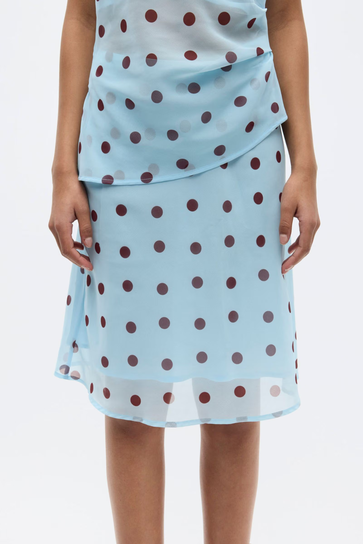 YARSI SKIRT AOP - BLUE MAROON POLKA DOT