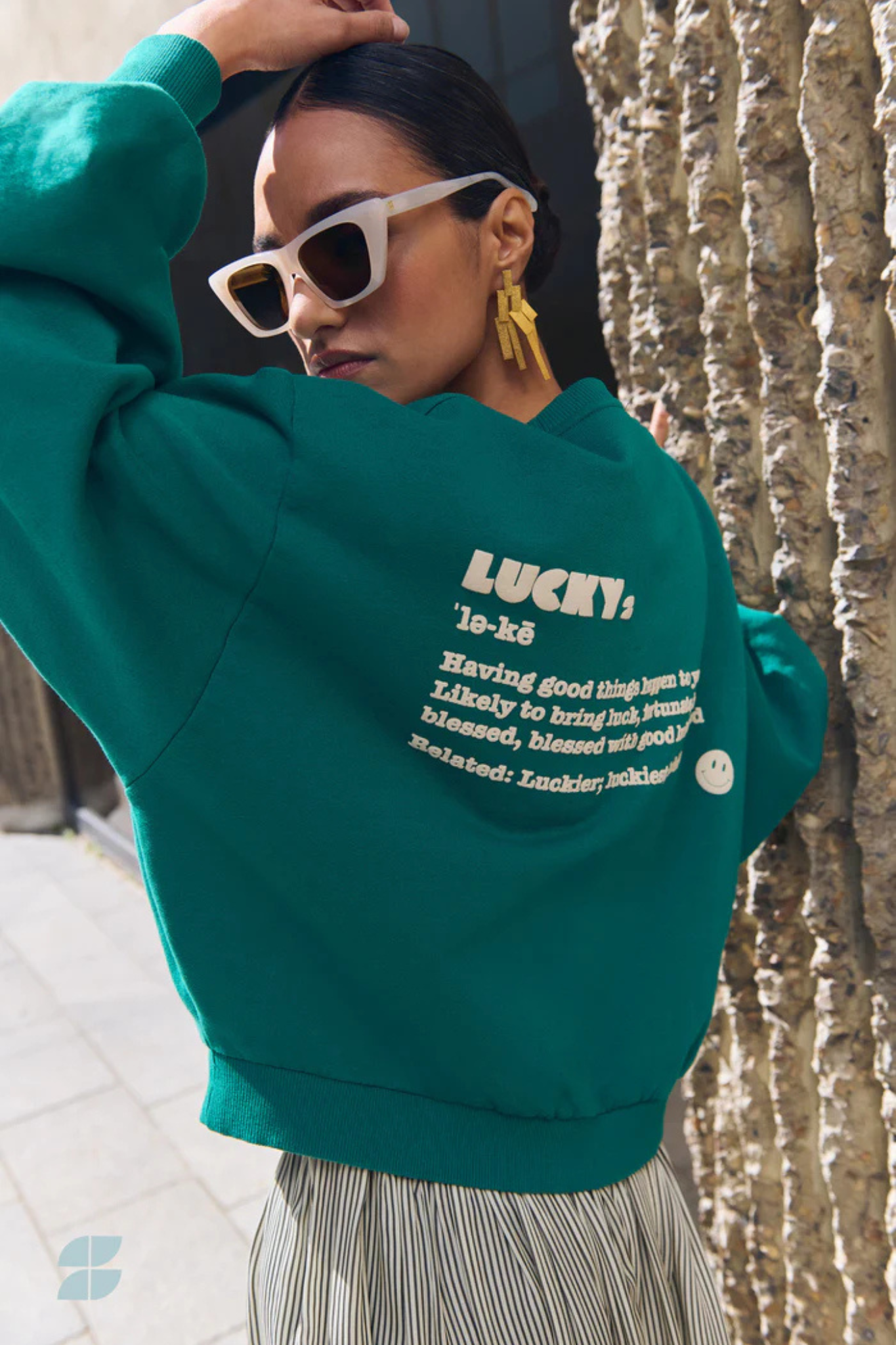 BIBI DICTIONARY BIG SWEATER - GREEN PEACOCK