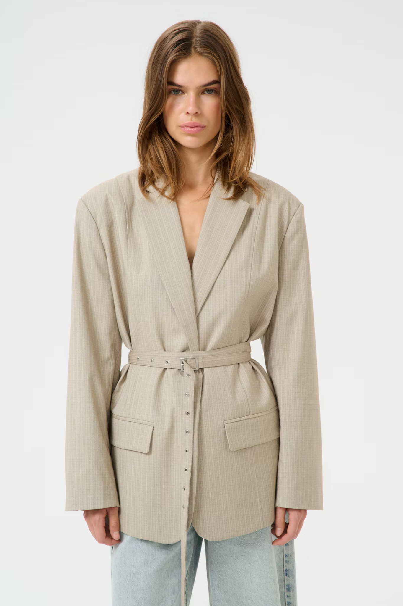 TIFF OZ BLAZER - PINSTRIPE DUST GREE