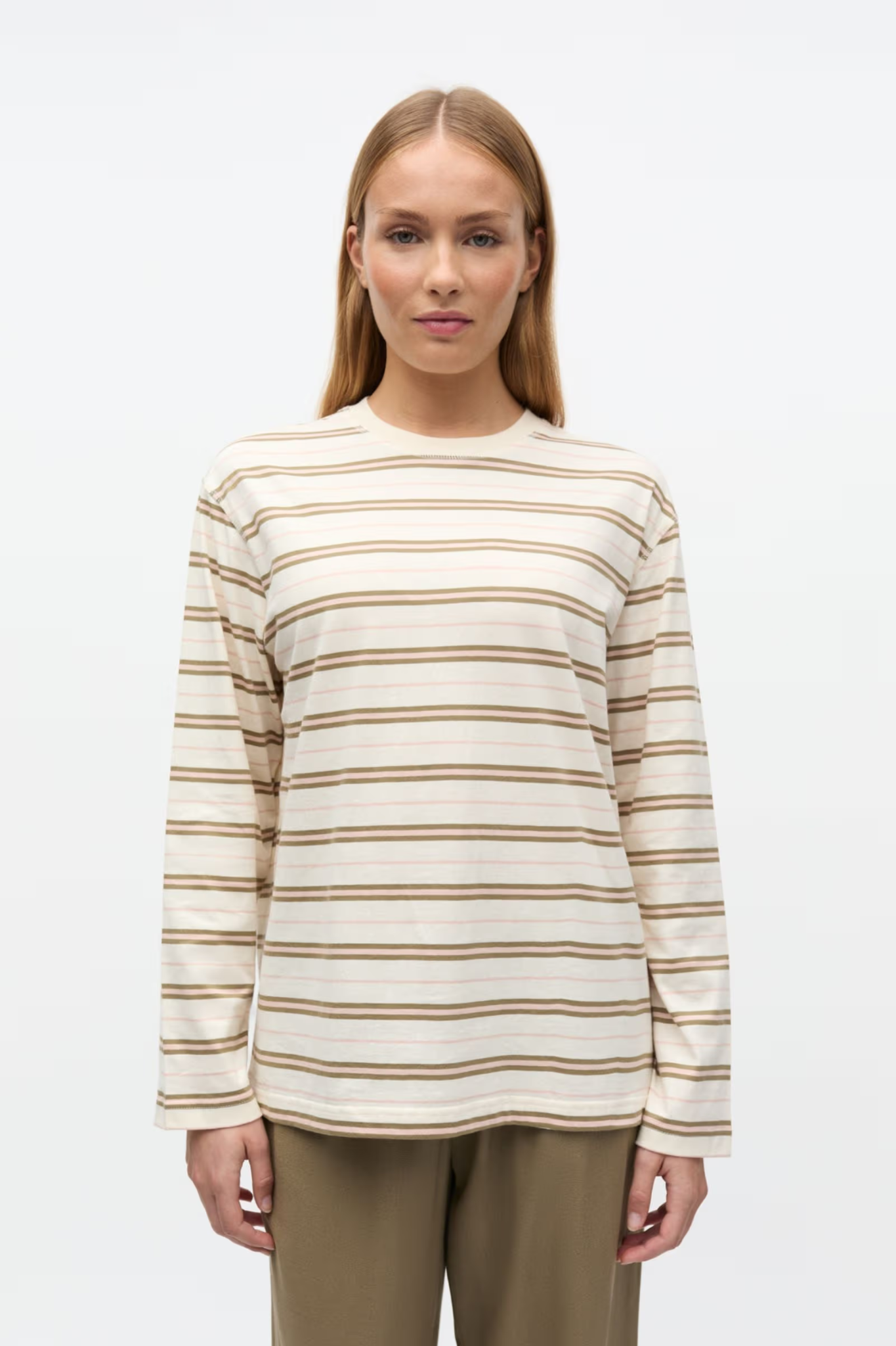 KULLA LS T-SHIRT - ROSE CREAM STRIPE