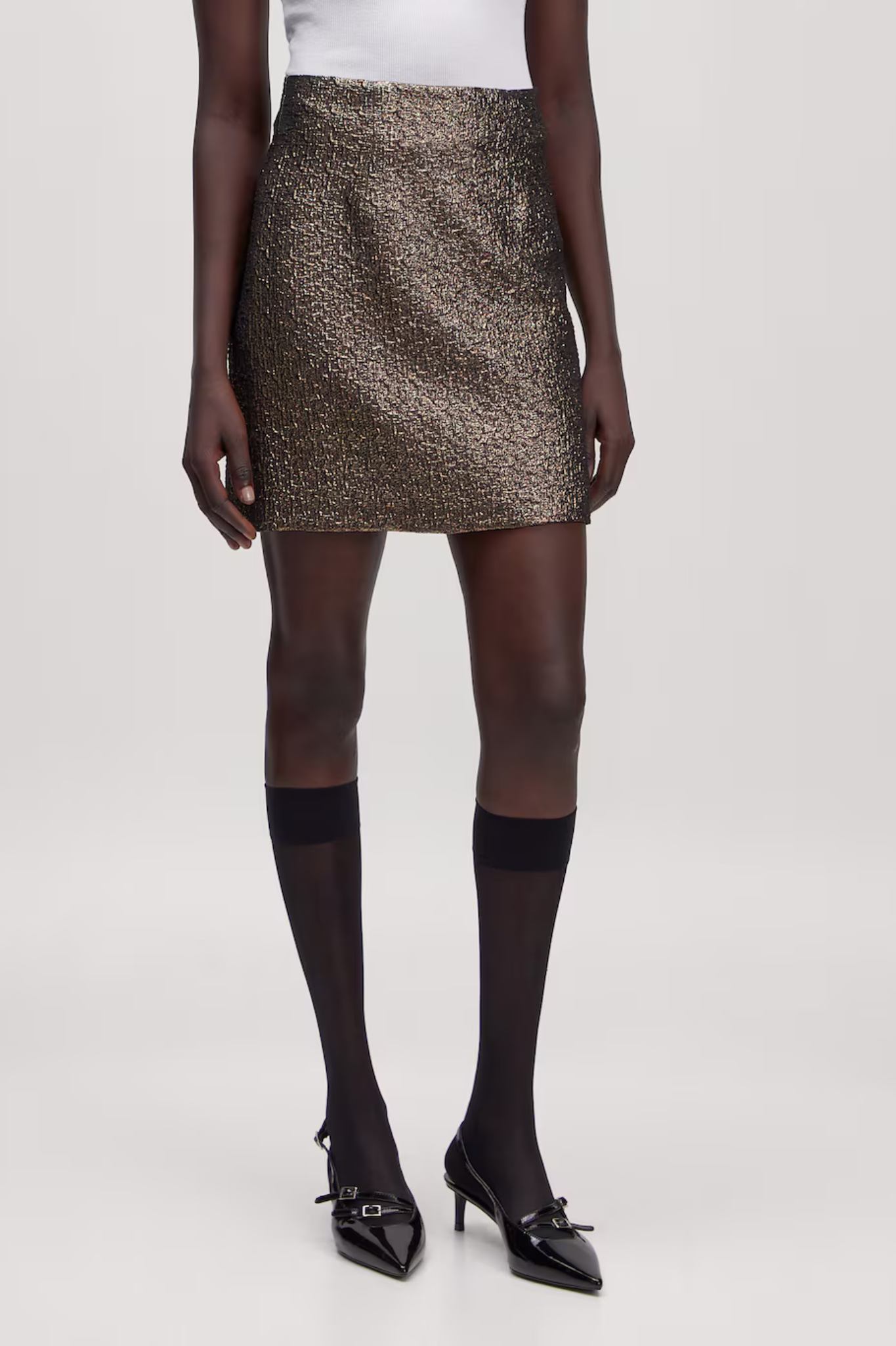 JOSIE SKIRT - GOLD JACQUARD