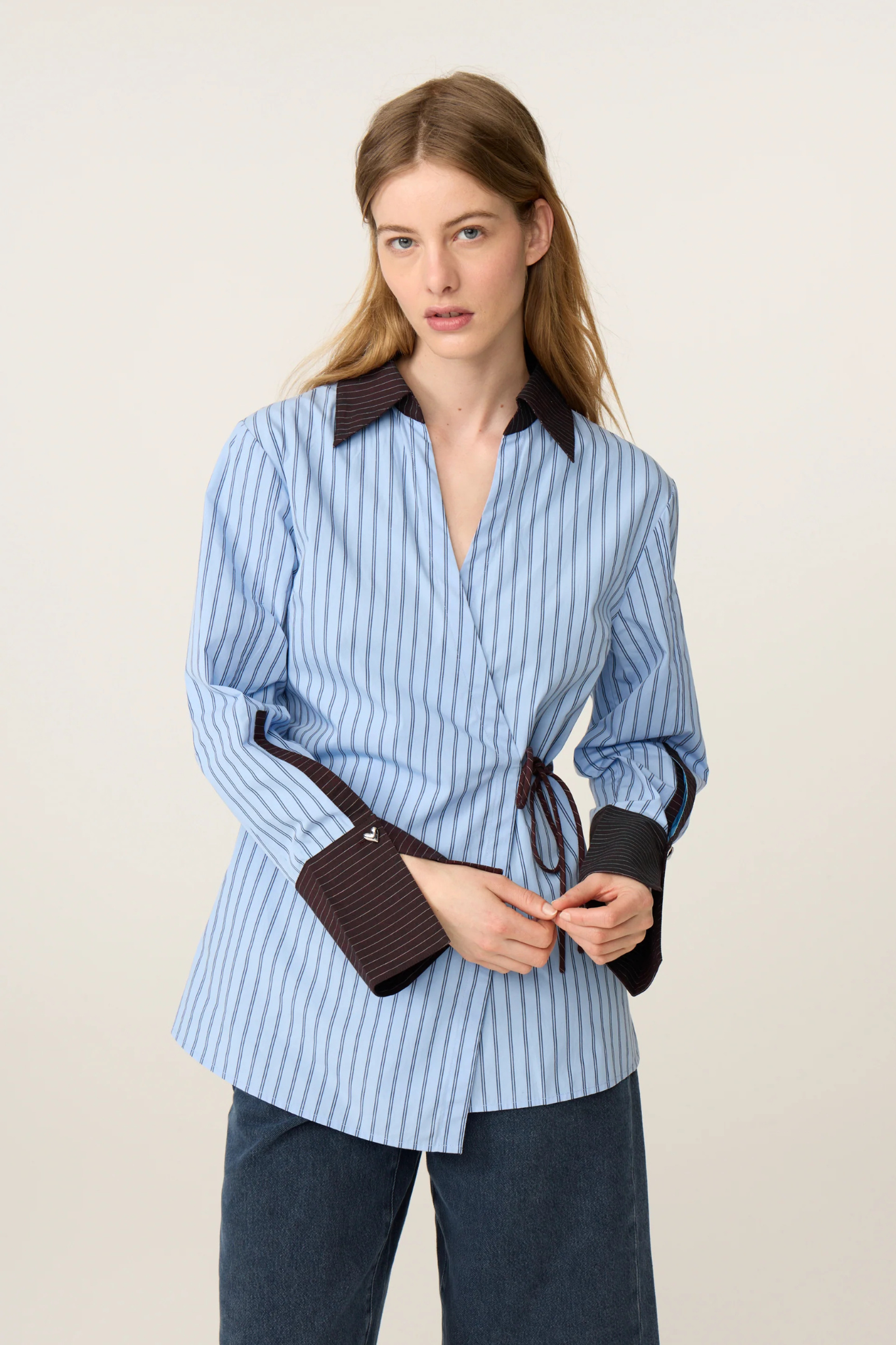 TAMAR BLOUSE - BROWN MADDIE STRIPE