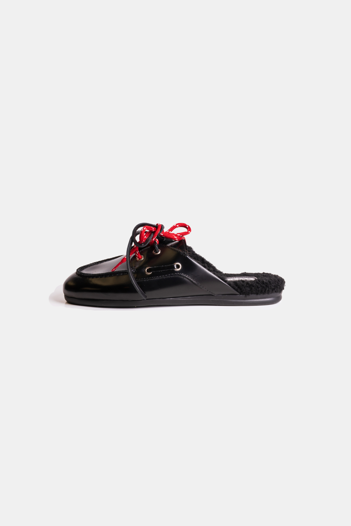 YASMA LACE FUR SHOES - BLACK POLIDO