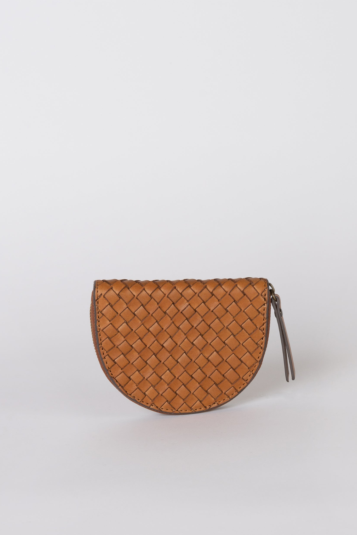 LAURA COIN PURSE - COGNAC WOVEN CLASSIC LEATHER - BROWN