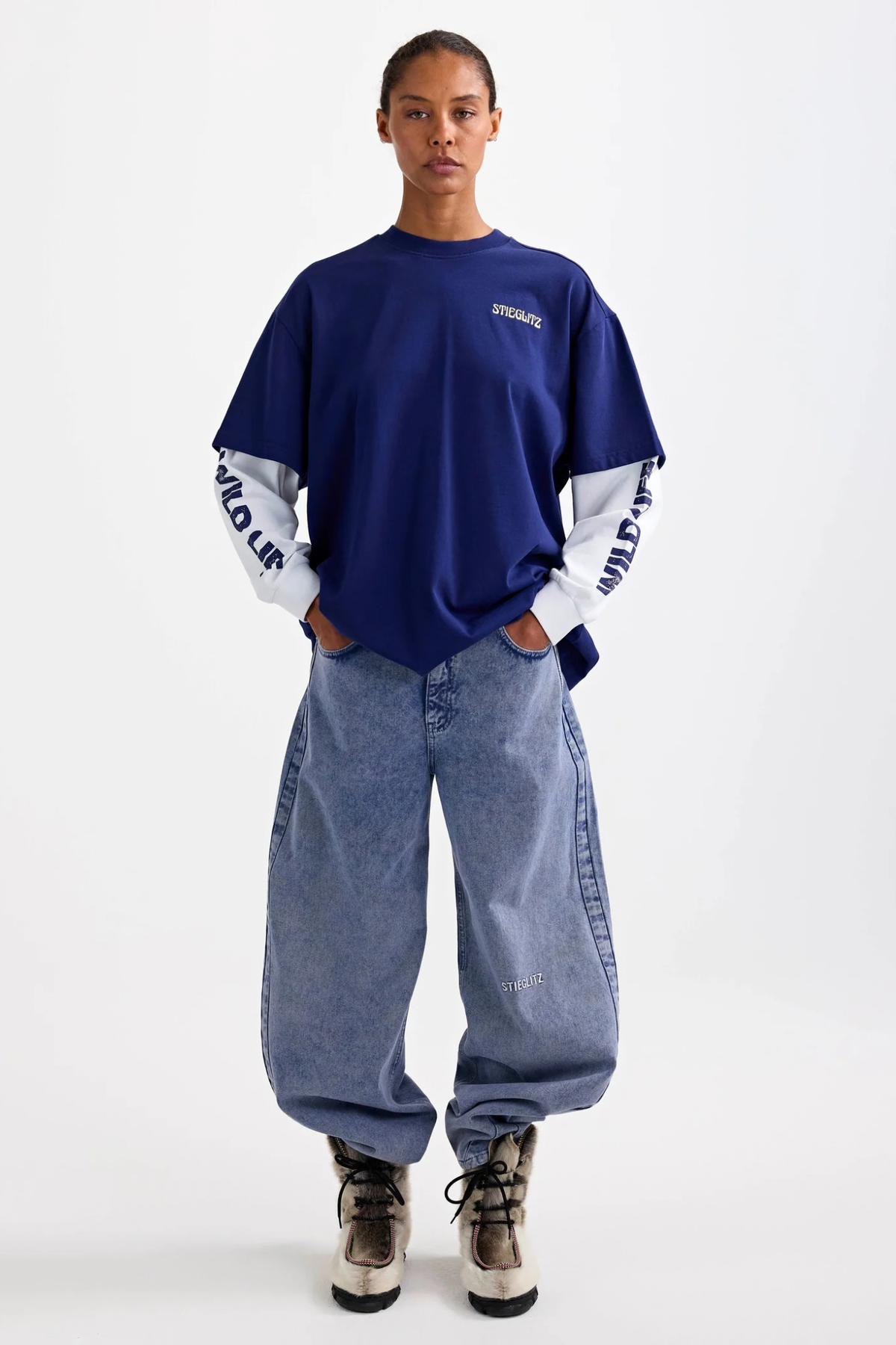 FIORE WIDE SKATE LONGSLEEVE T-SHIRT - BLUE