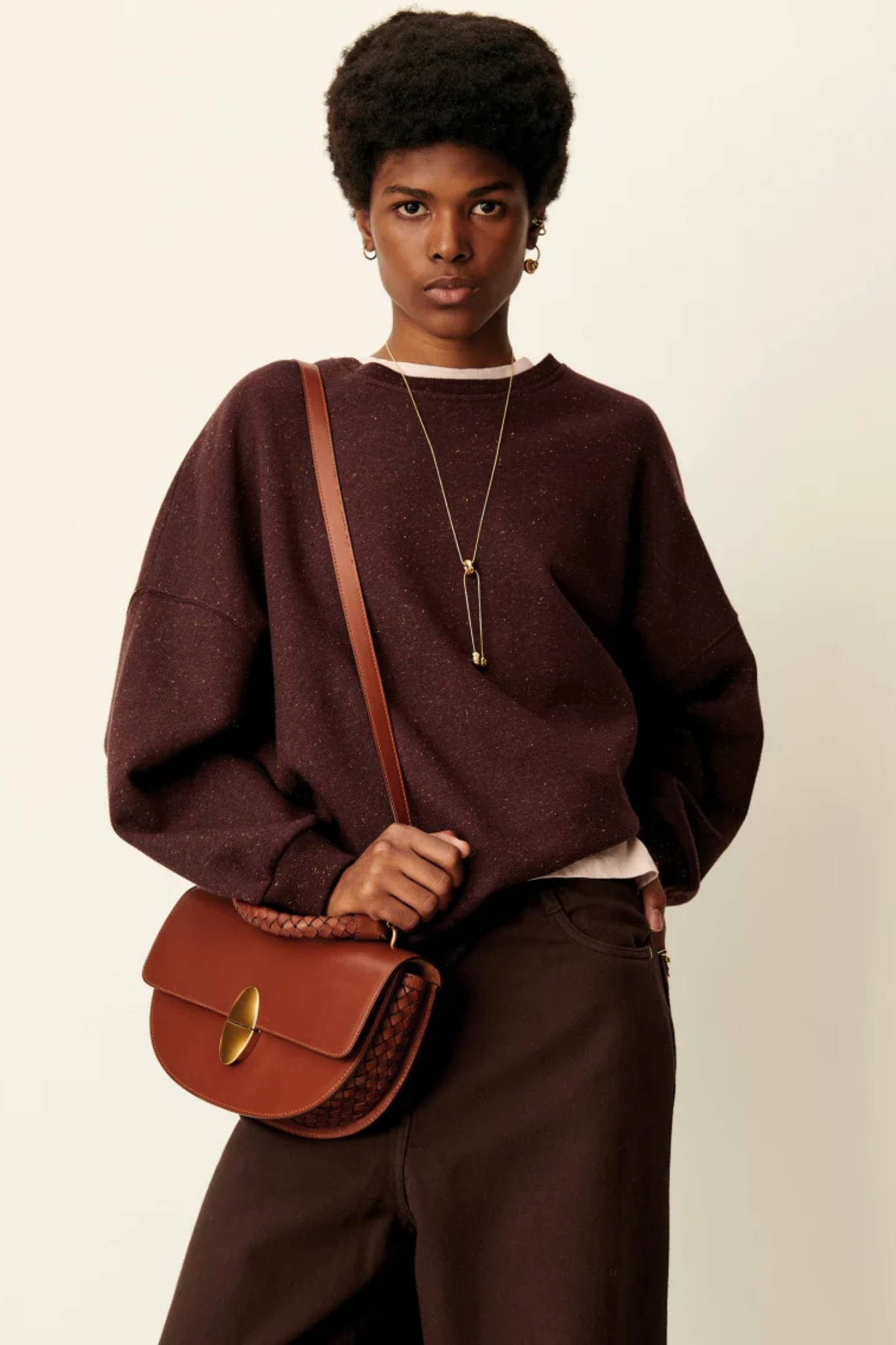 CHEBBI OVERSIZED SWEATER - GANACHE