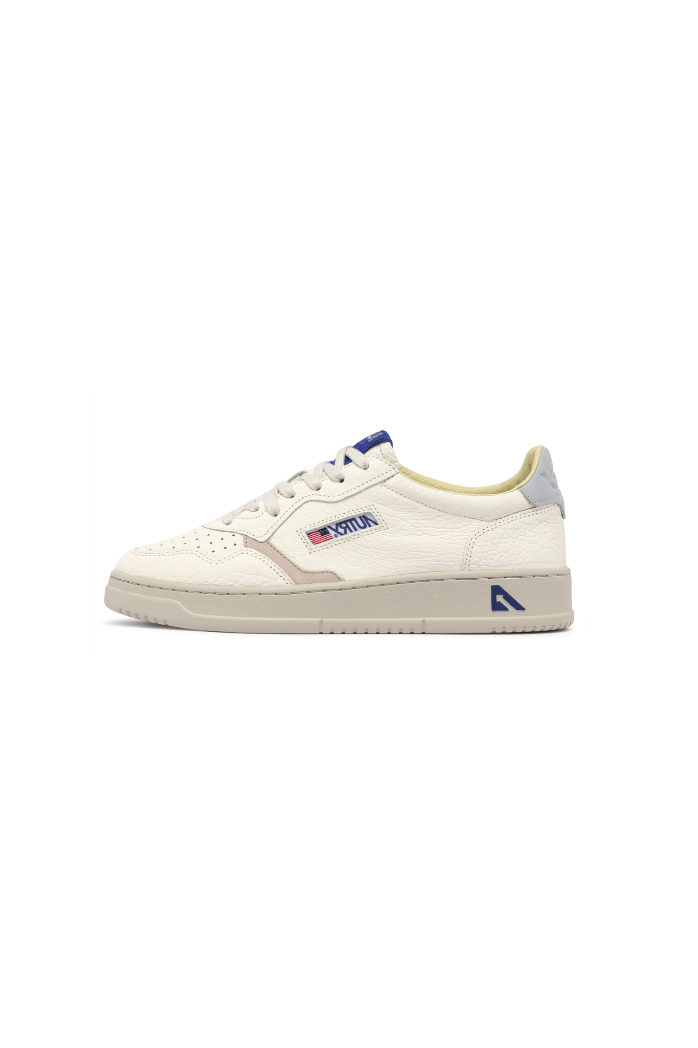 Autry madalist low men sneakers in sand and blue. Side view
