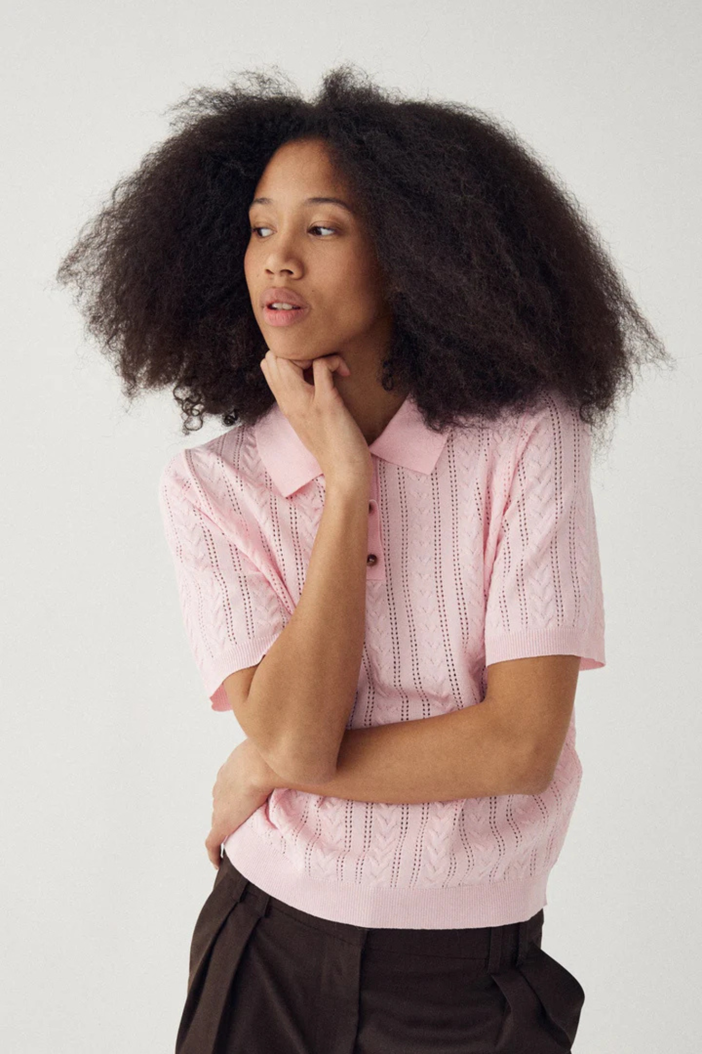 MECCA KNIT POLO - BABY PINK