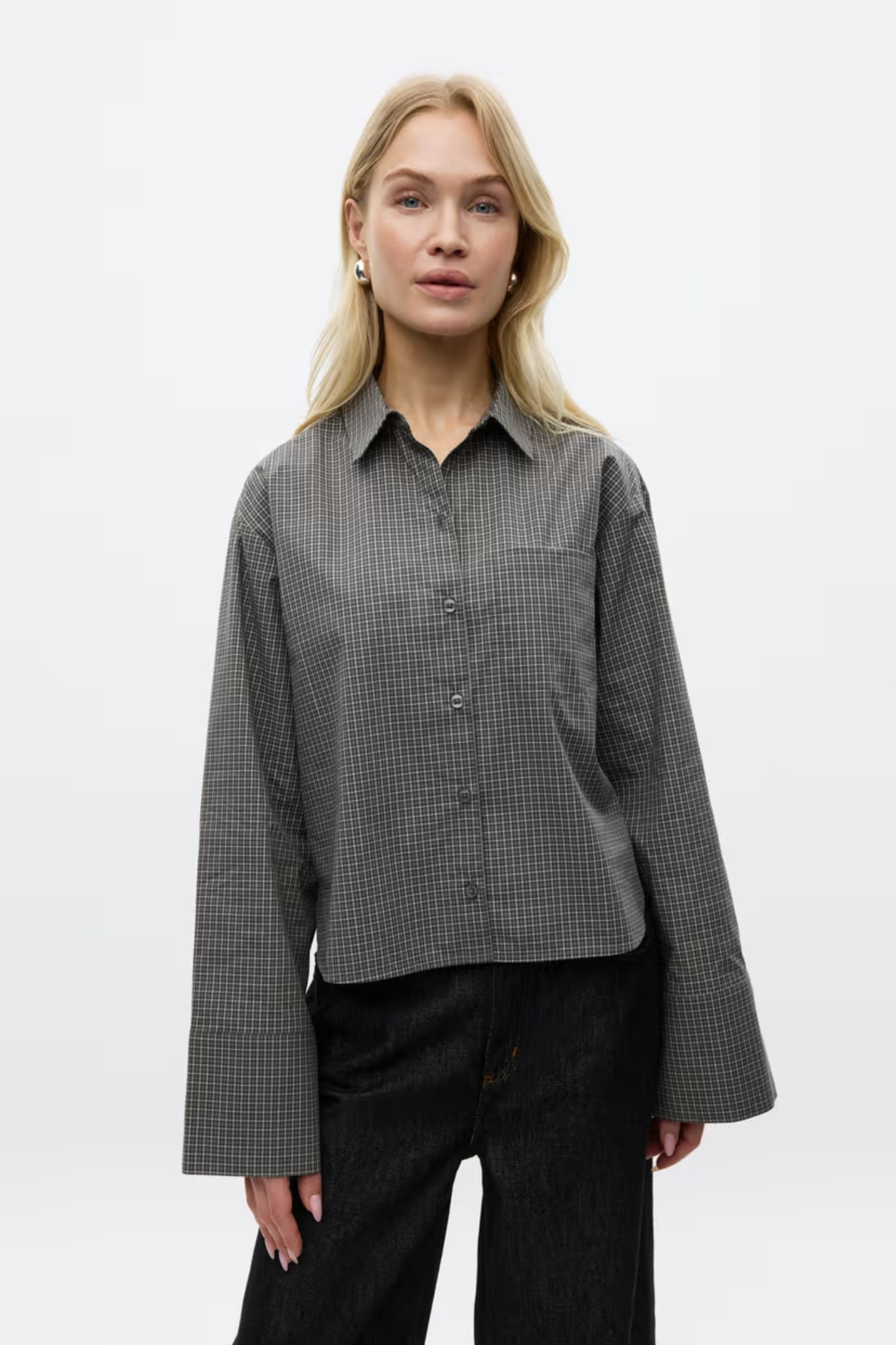 WEB LS SHORT SHIRT CH - GRAY GARDENIA CHECK