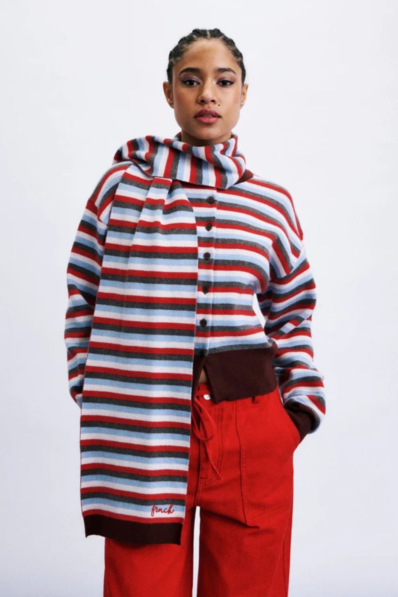 SHIBUYA SET CARDIGAN SCARF - RED