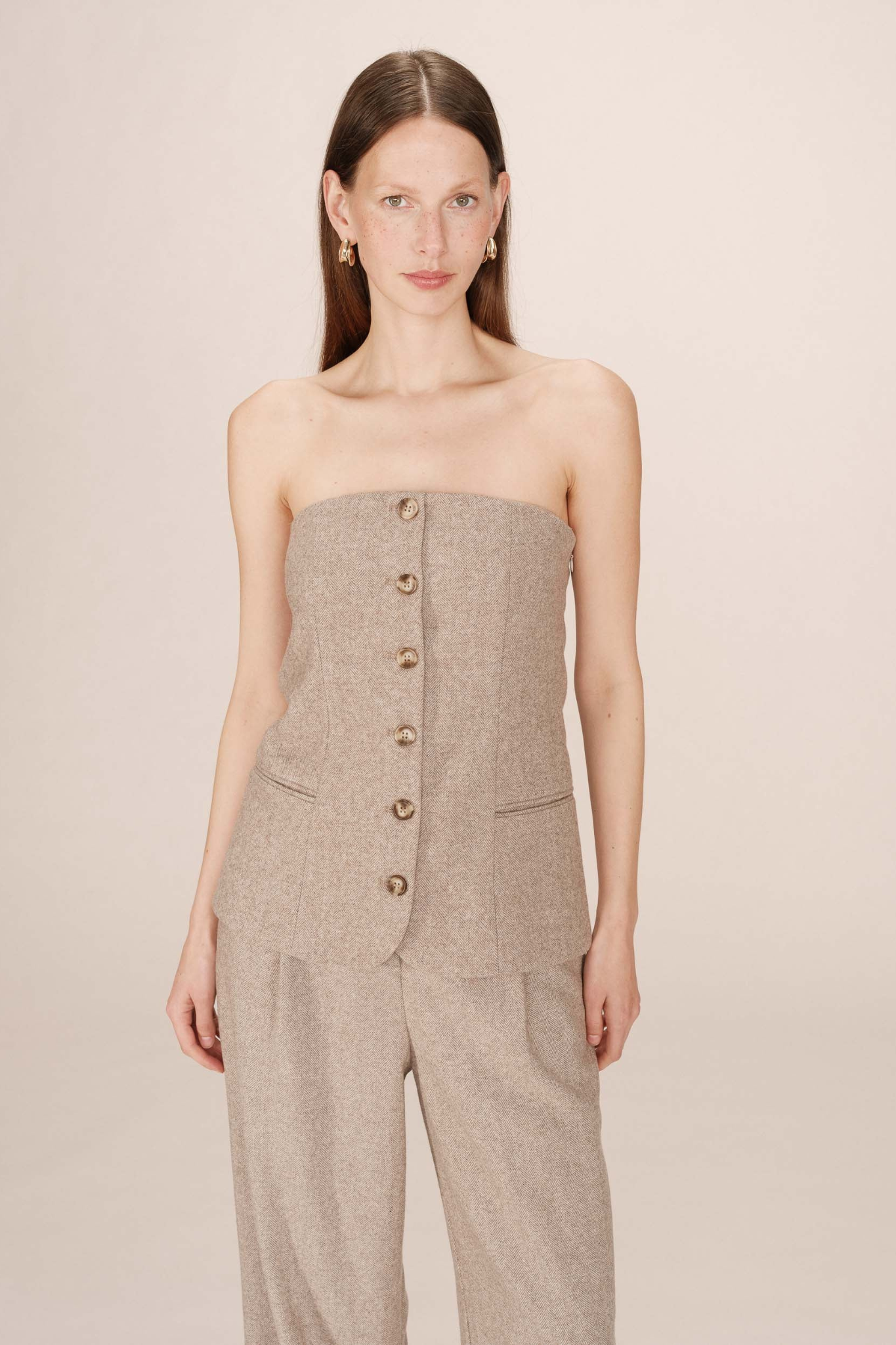 TANDEM STRAPLESS TOP - BEIGE