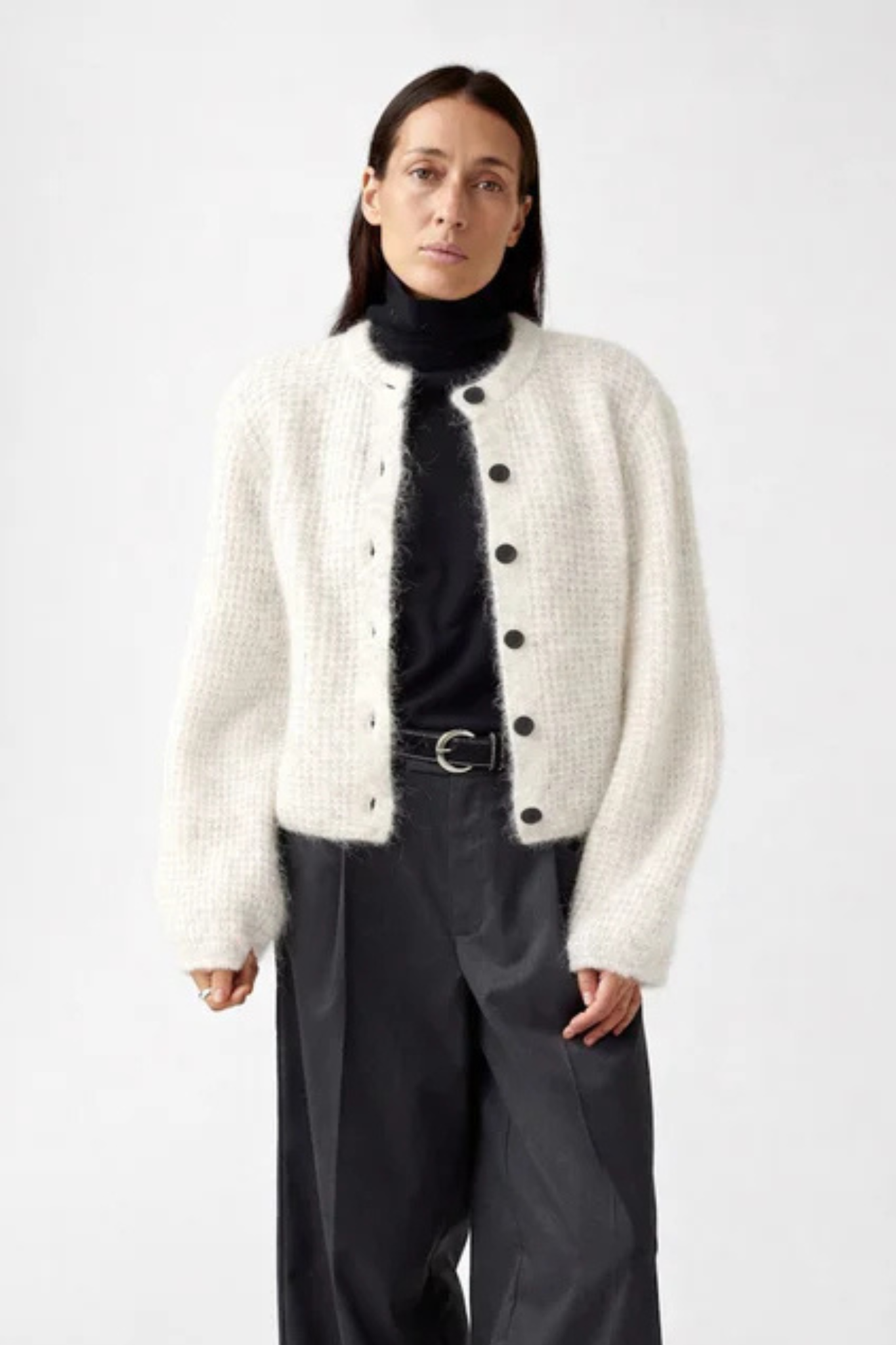 SOFIA MOHAIR CARDIGAN KNITWEAR - EGGSHELL